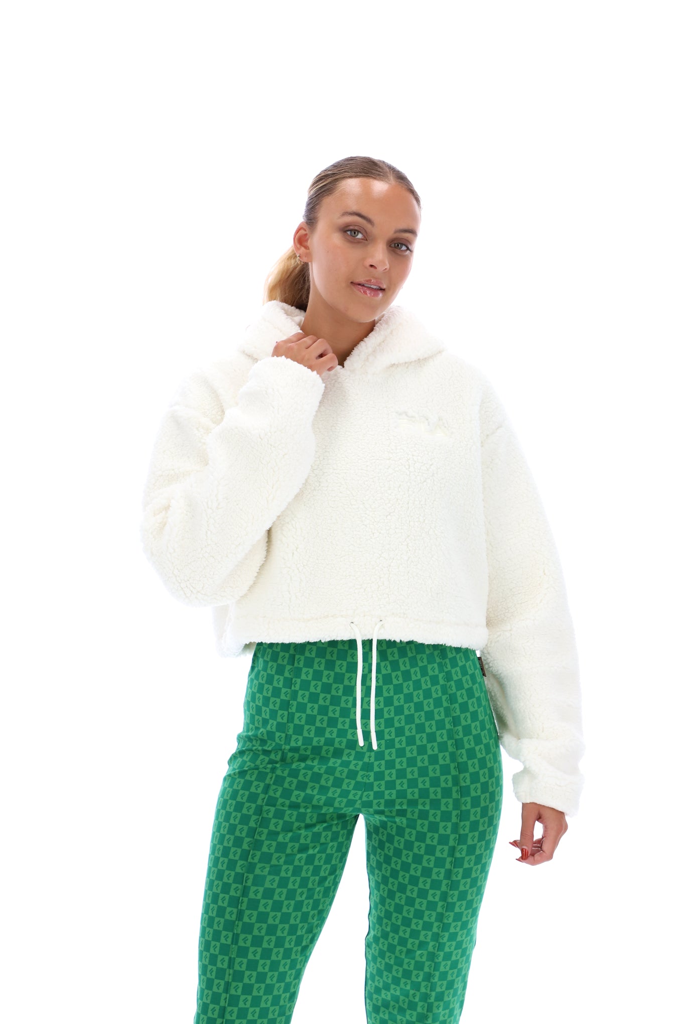 Abbey Cropped Fleece Hoodie - M