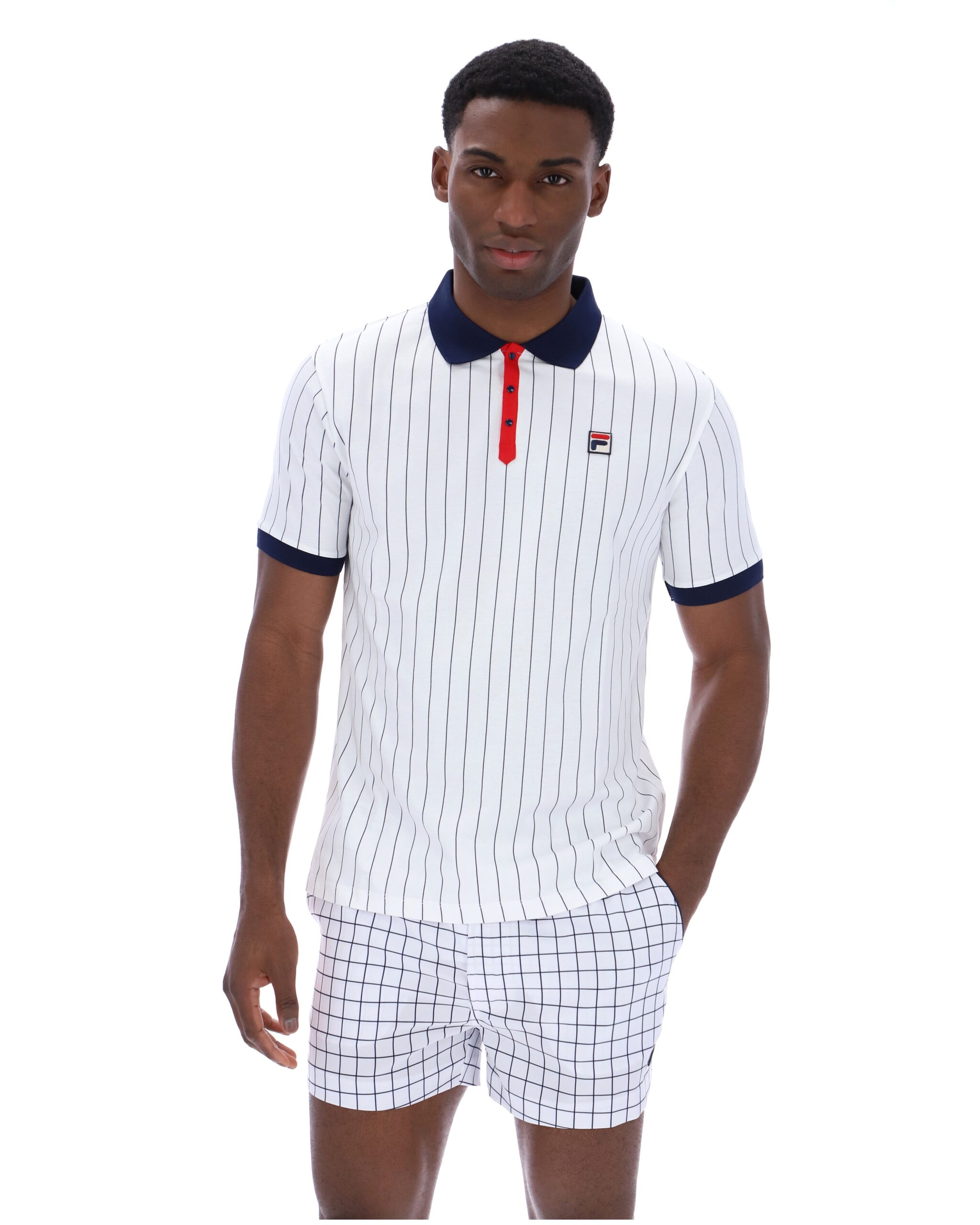 White BB1 Classic Vintage Striped Polo - S