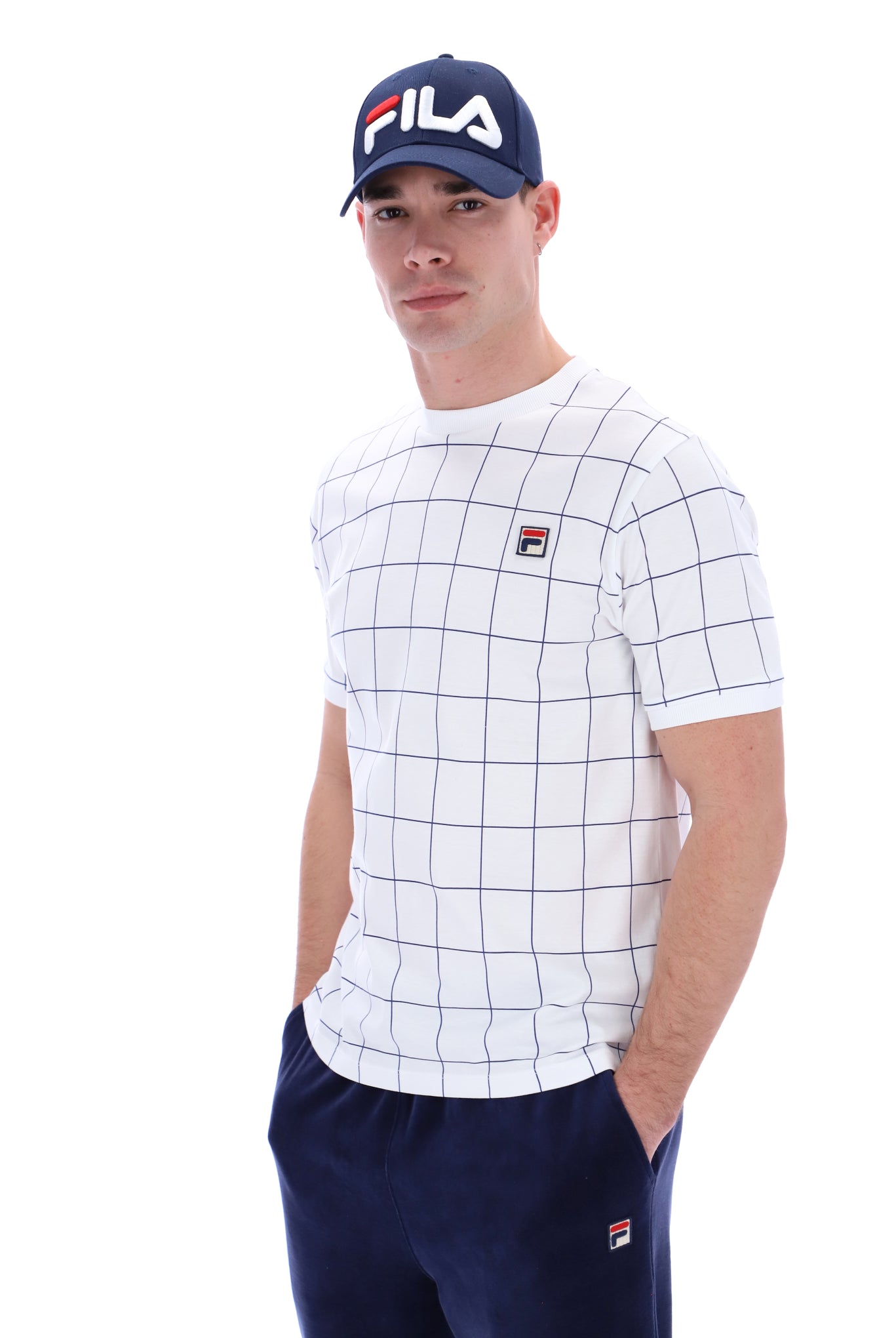 Benton Checked Ringed T-Shirt - L