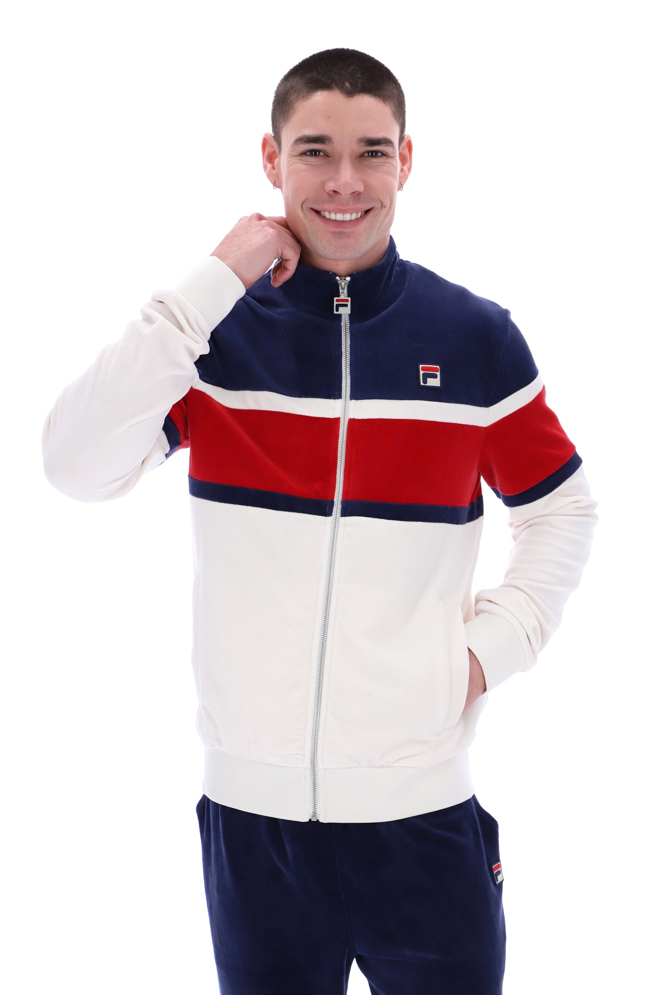 Decker Colour Blocked Velour Track Top - XS