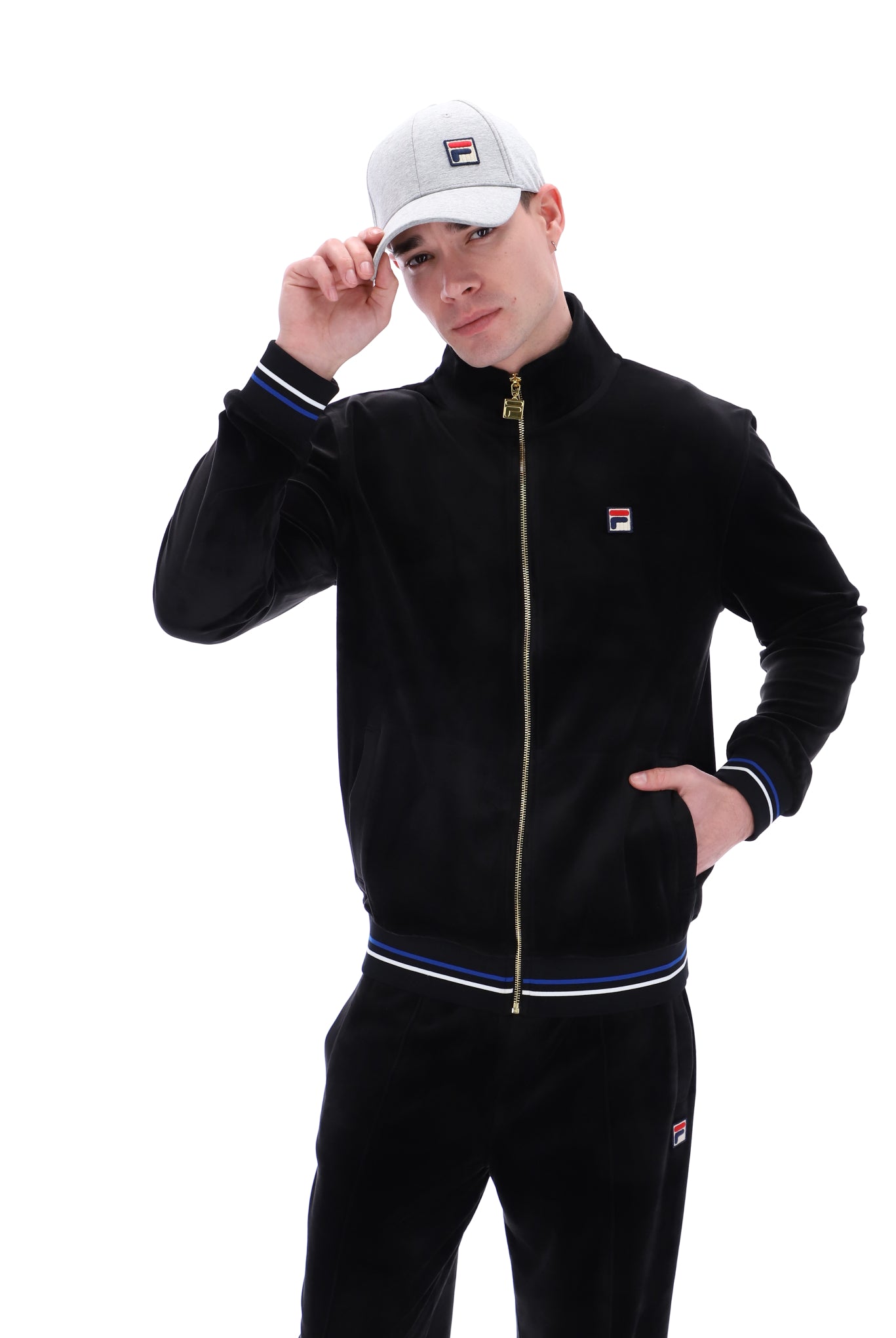 Falken Velour Track Top With Gold Details - M