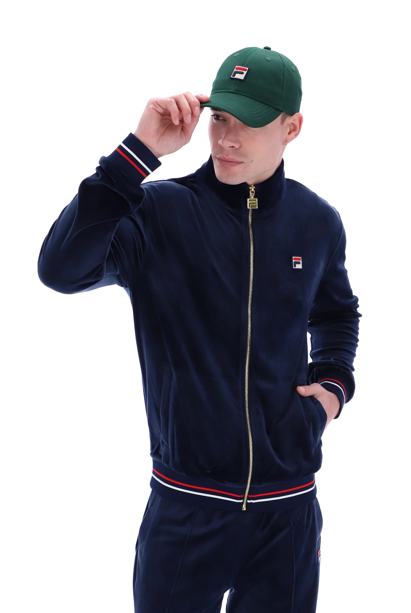 Falken Velour Track Top With Gold Details - M