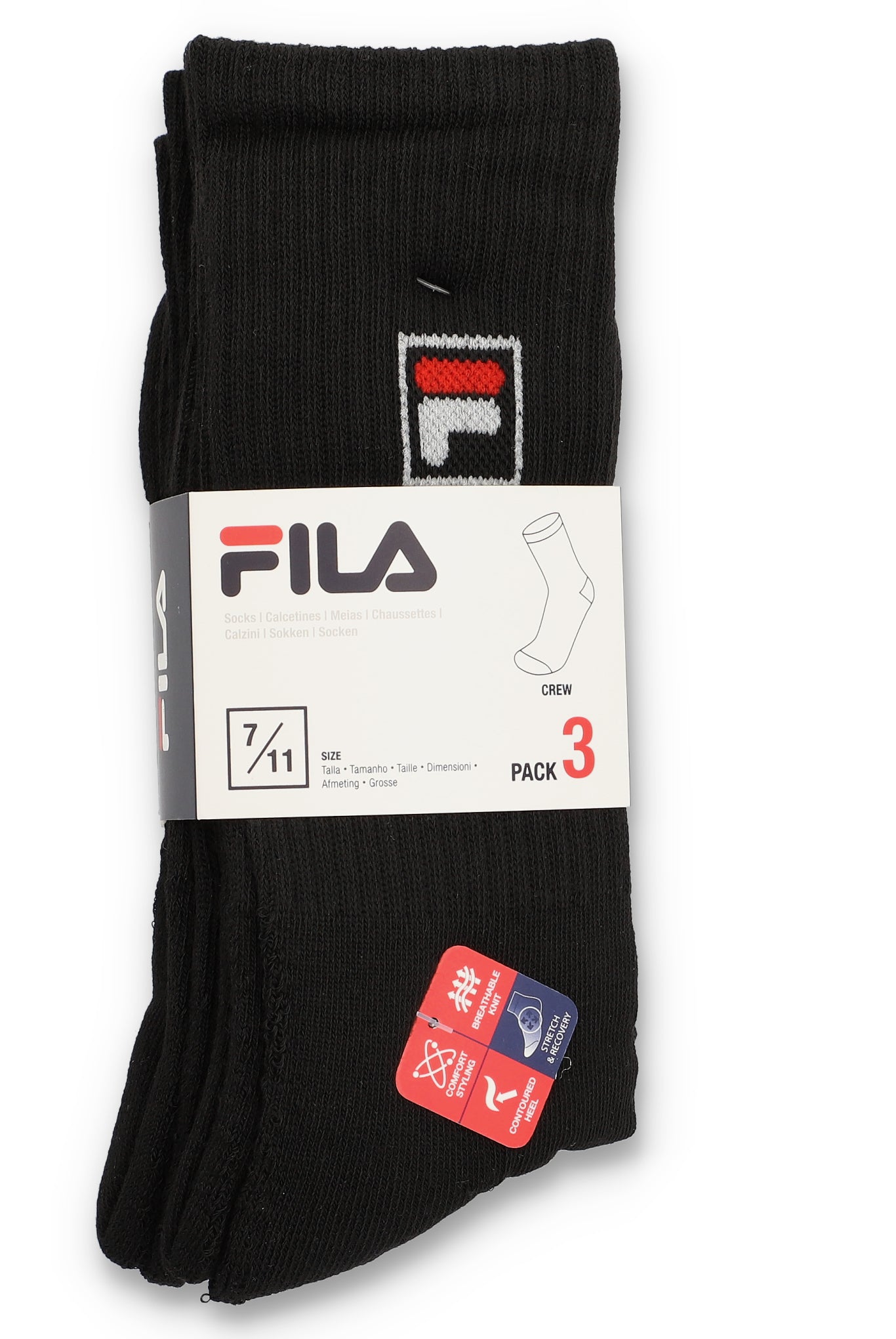 Black Goat 3 Pk Classic Crew Socks - 2-6