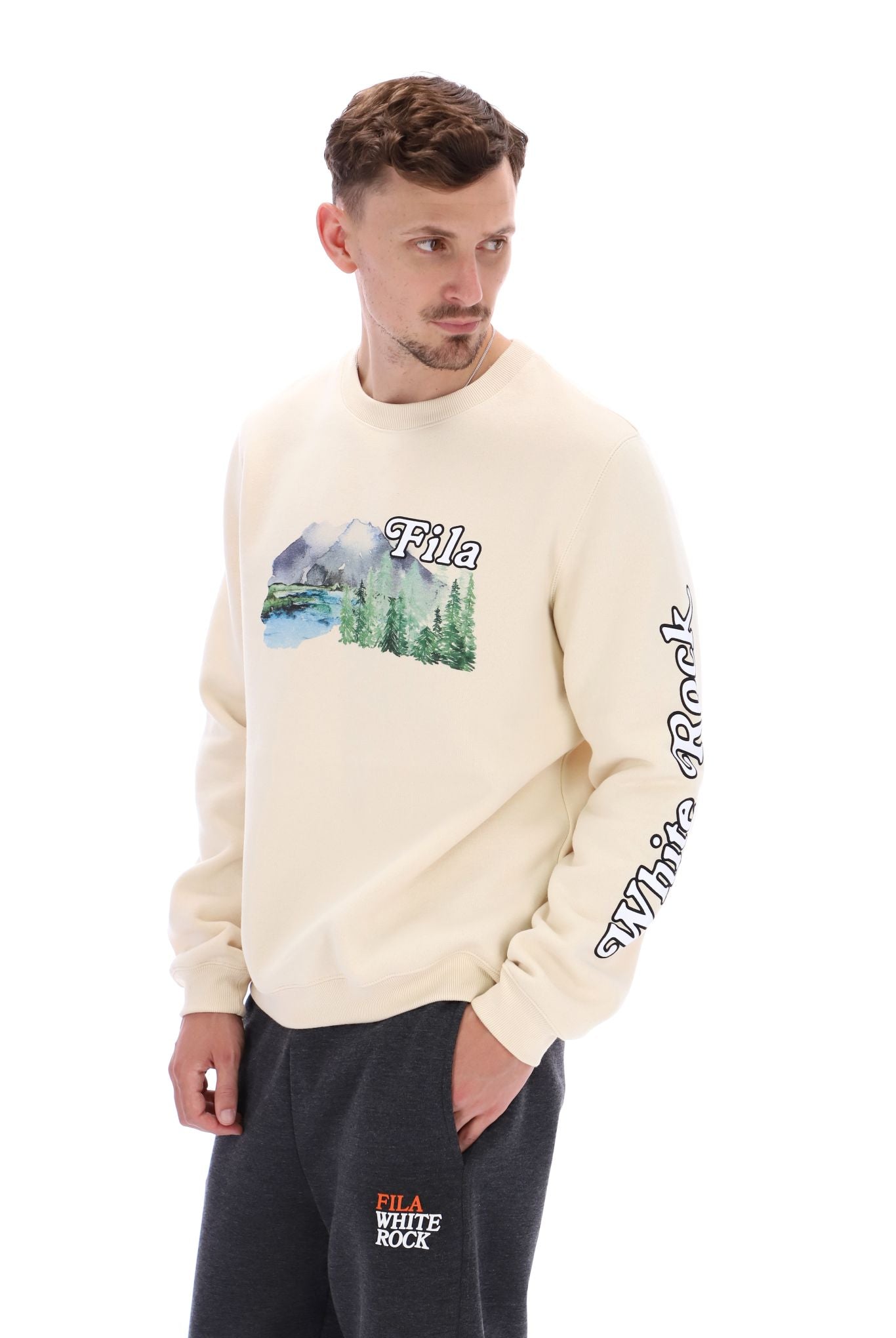 White Len Graphic Crew Sweatshirt - M