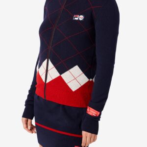 110 Cashmere Argyle Zip Sweater – M
