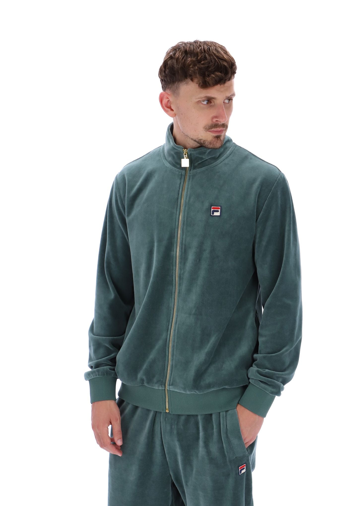 Marc Velour Track Top With Gold Trims - M