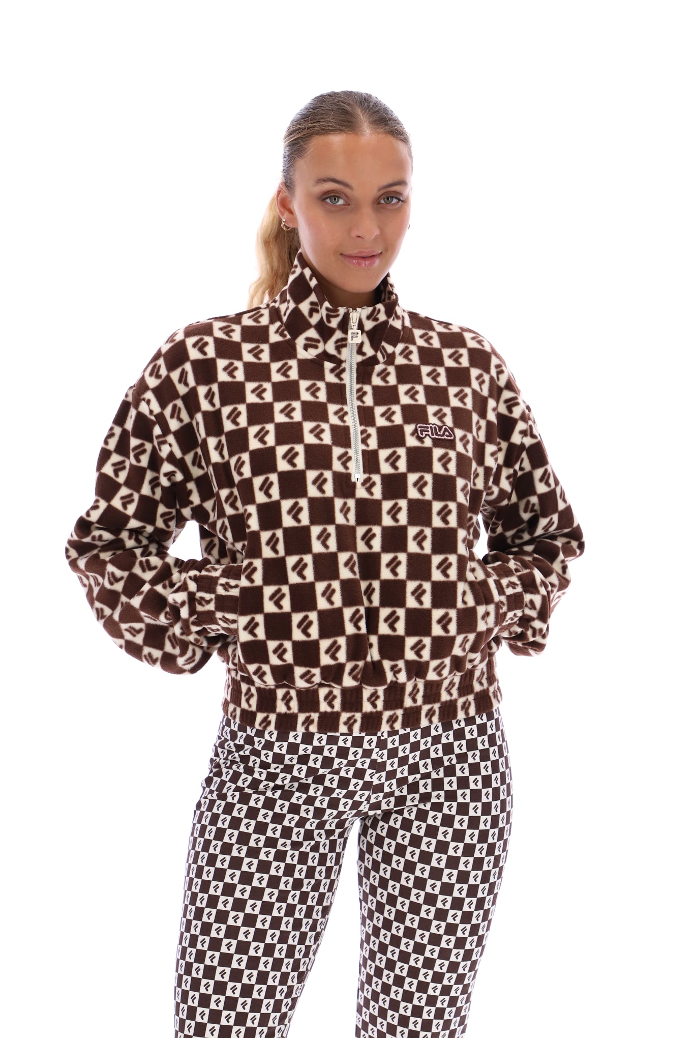 Marla Checkerboard Print Polar Fleece - XL