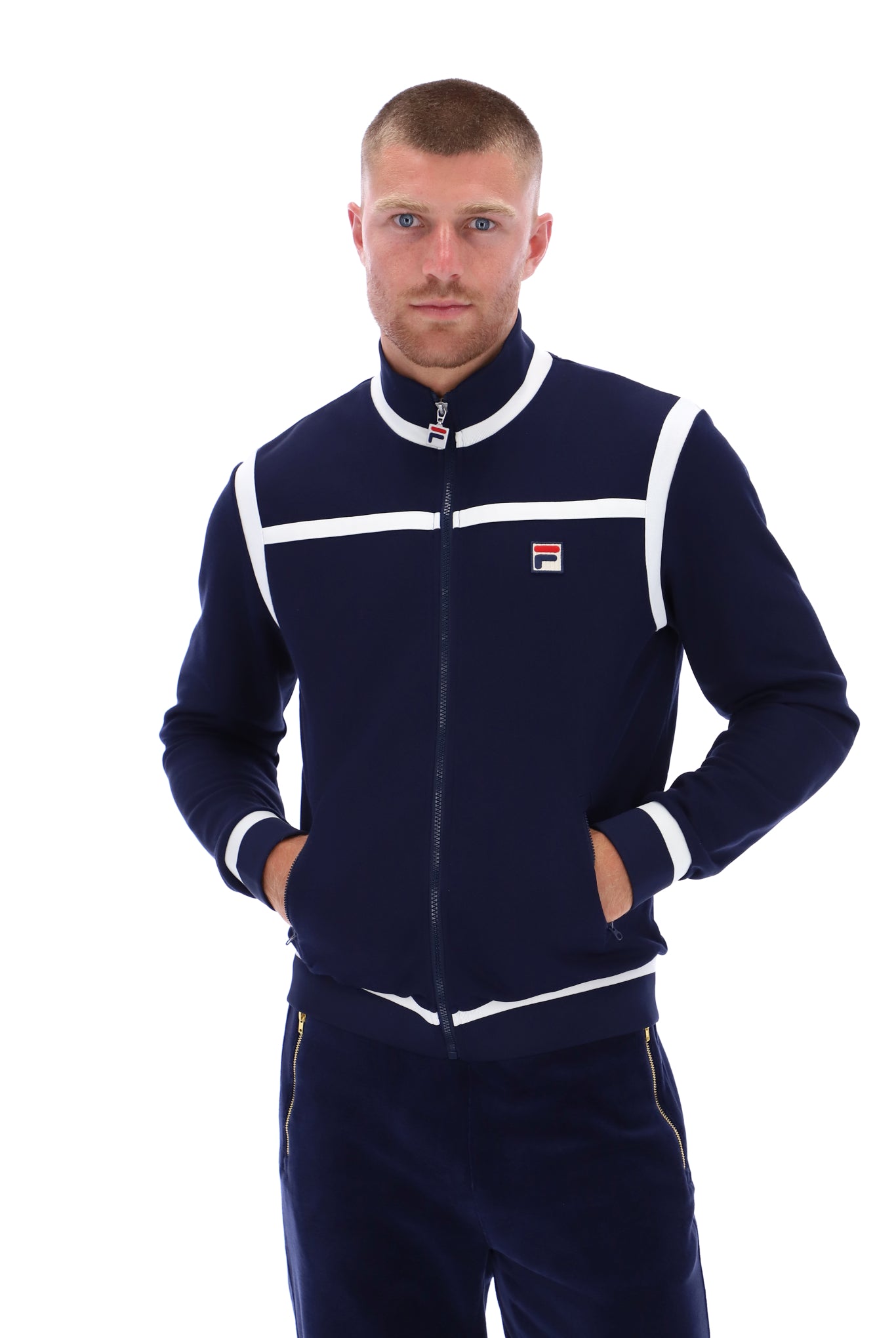 Nate Laid On Stripe Track Top - XXL