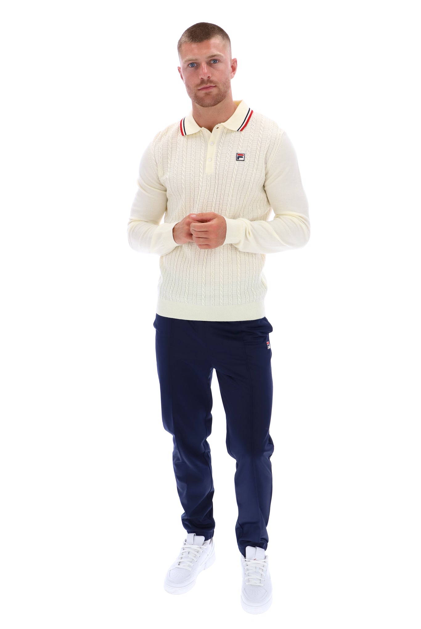 Platon Cable Knit Polo - M