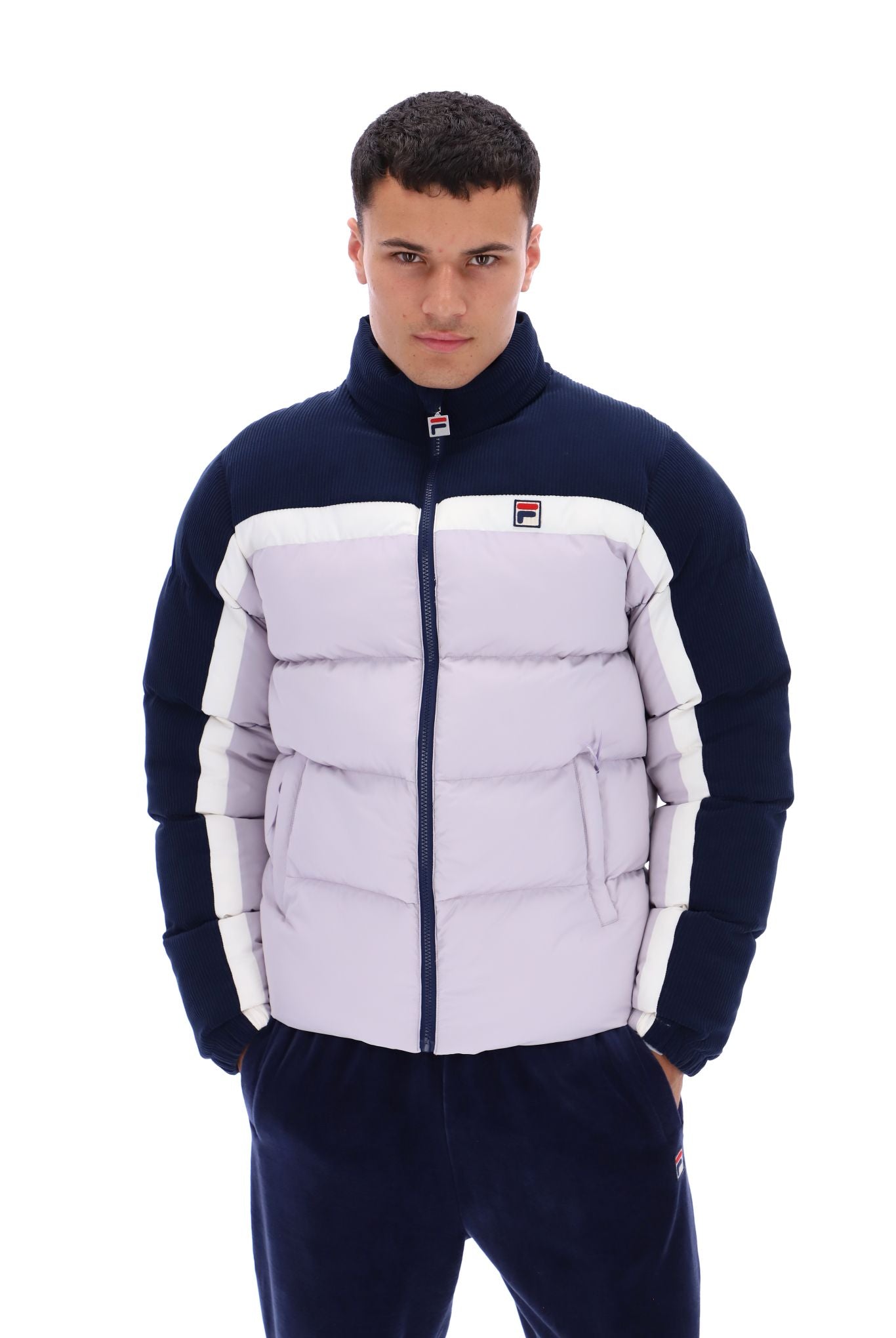 Rowan Corduroy Mix Colour Block Puffer Jacket - L