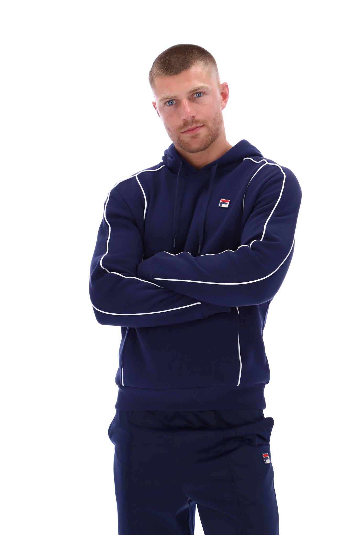 Steven Fleece Hoodie With Piping - M