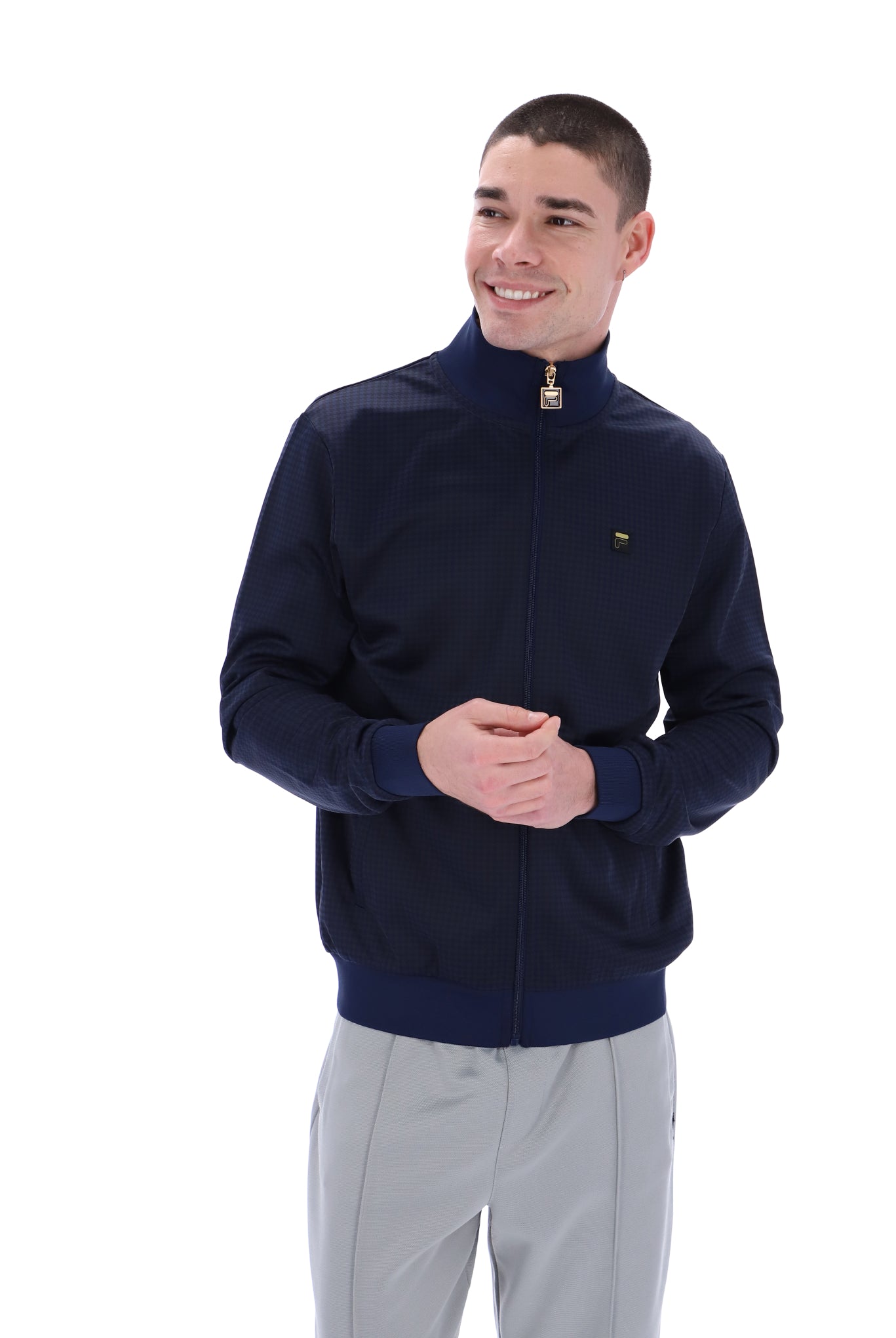 Terzo Shiny Houndstooth Track Top - L