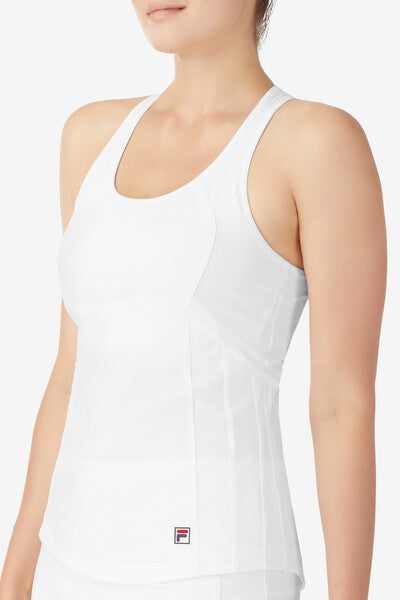 White Whiteline Tennis Pro Racerback Tank - UK 10