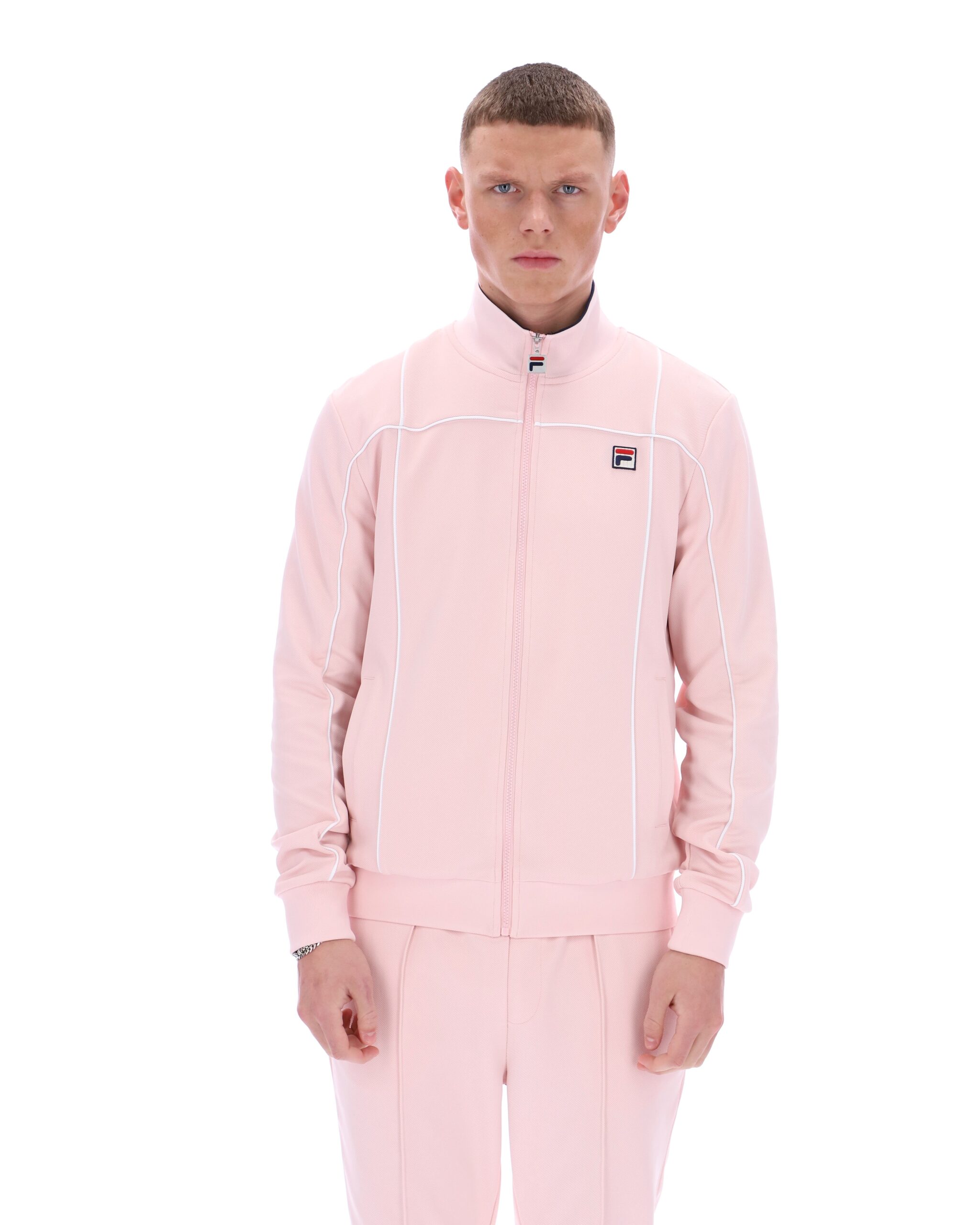 Pale Pink Armando Contrasting Piping Track Top - 3XL