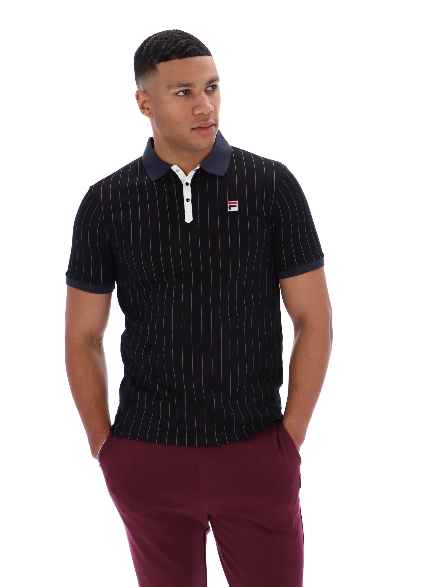 Black BB1 Classic Vintage Striped Polo - L