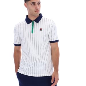 White BB1 Classic Vintage Striped Polo – 4XL