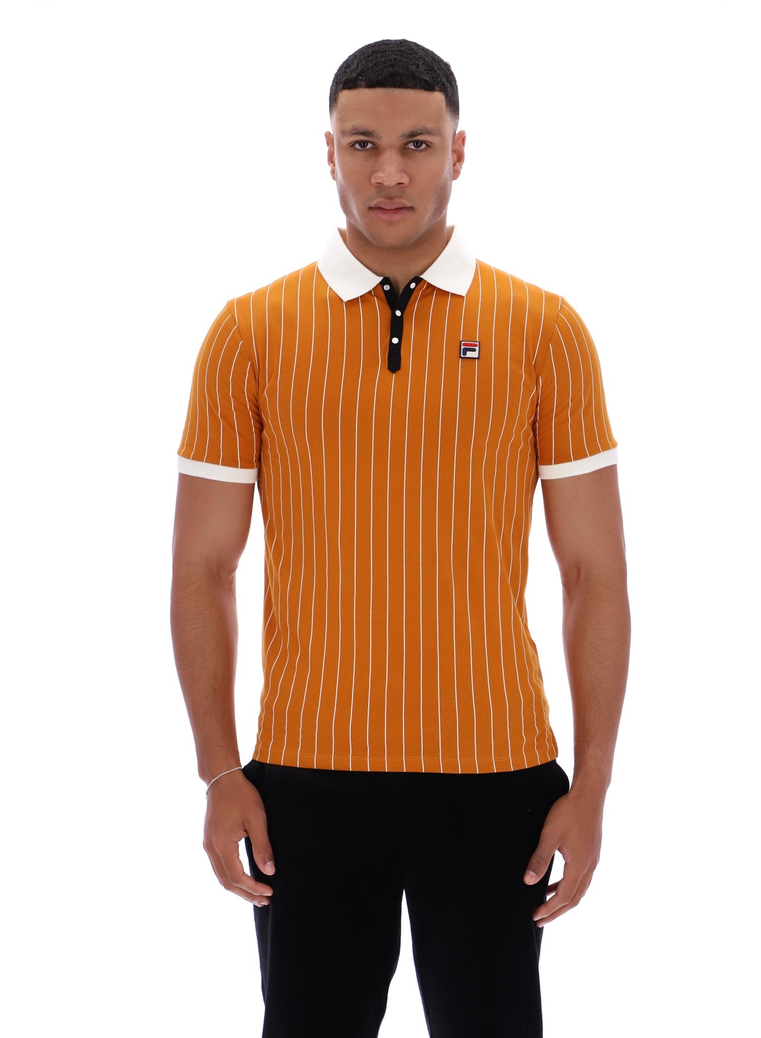 Pumpkin Spice BB1 Classic Vintage Striped Polo - M