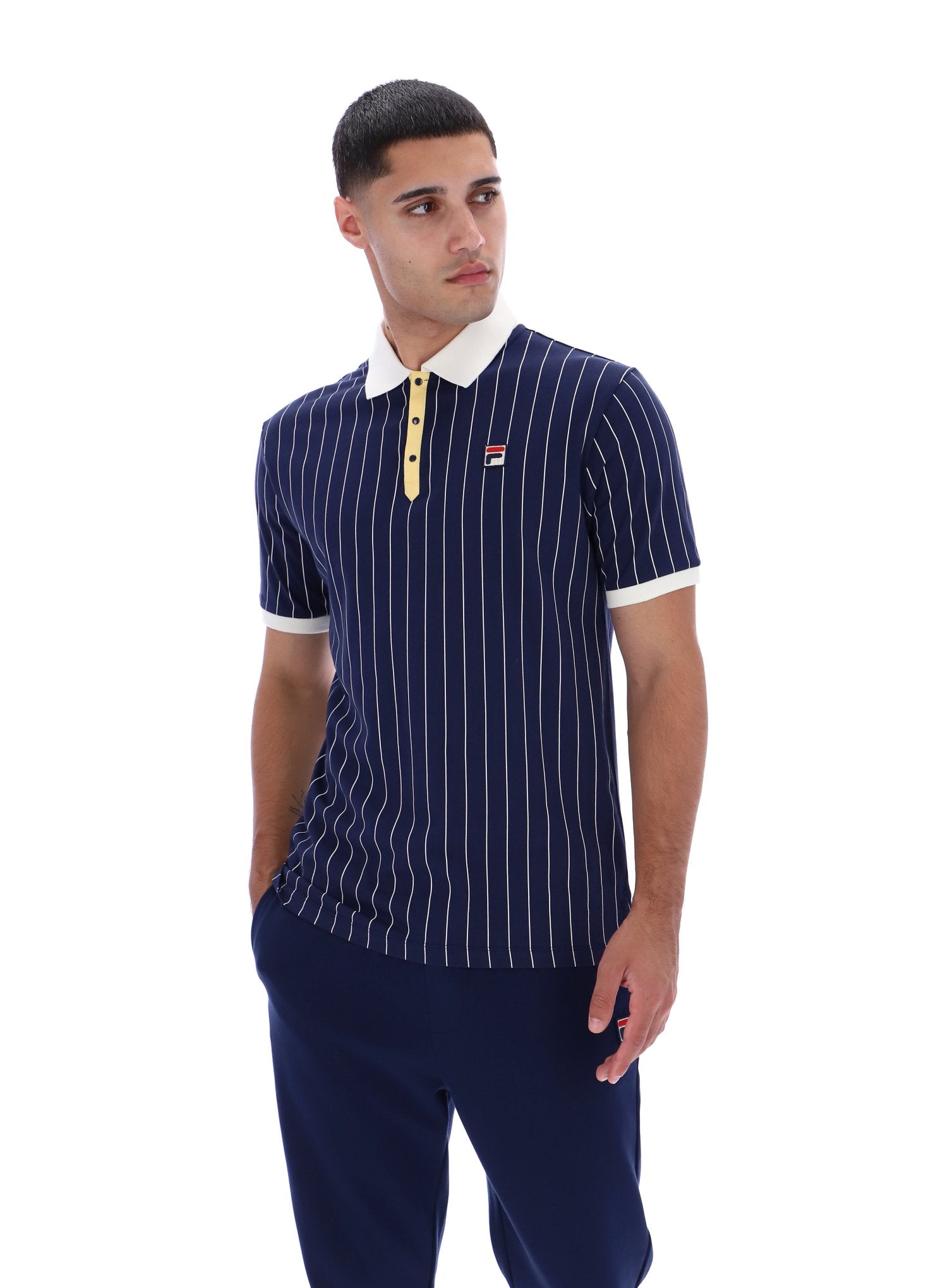 Fila Navy BB1 Classic Vintage Striped Polo - L