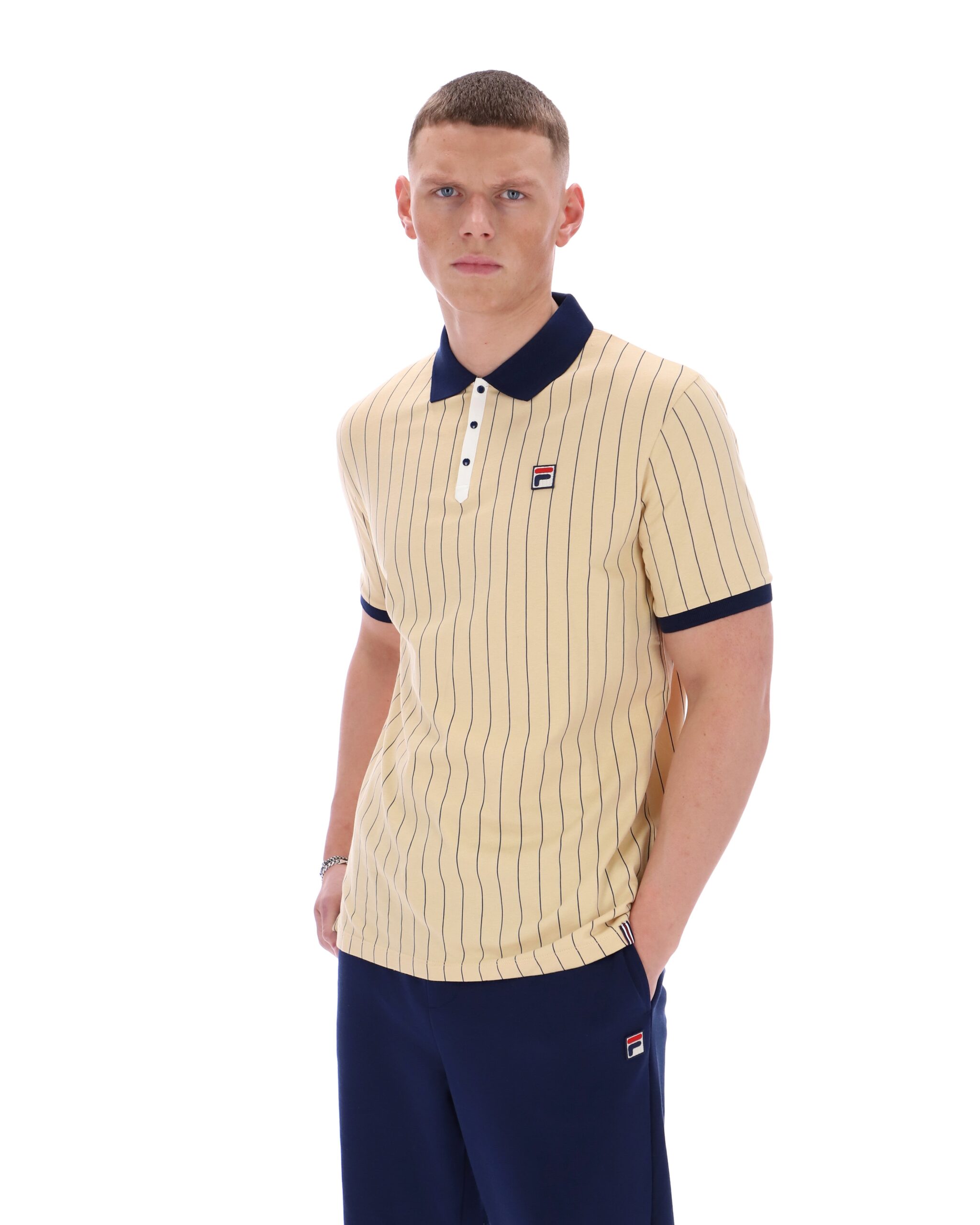 Classic Beige BB1 Classic Vintage Striped Polo - L