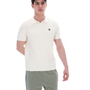 Coconut Milk Denny Diamond Knit Open Collar Polo – 4XL