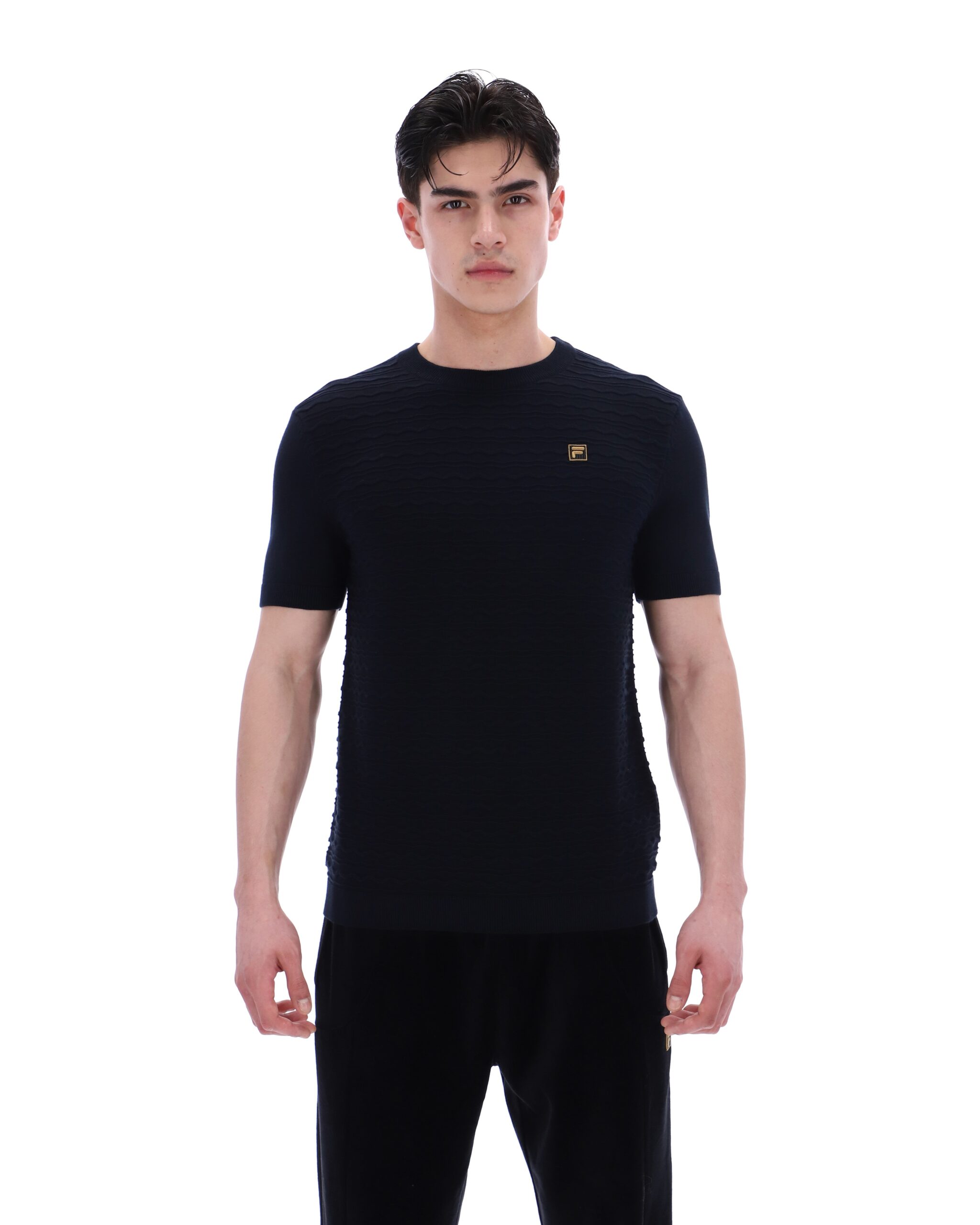Black Don Textured Knitted T-Shirt - L