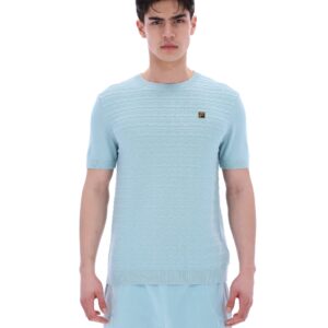 Sterling Blue Don Textured Knitted T-Shirt – L