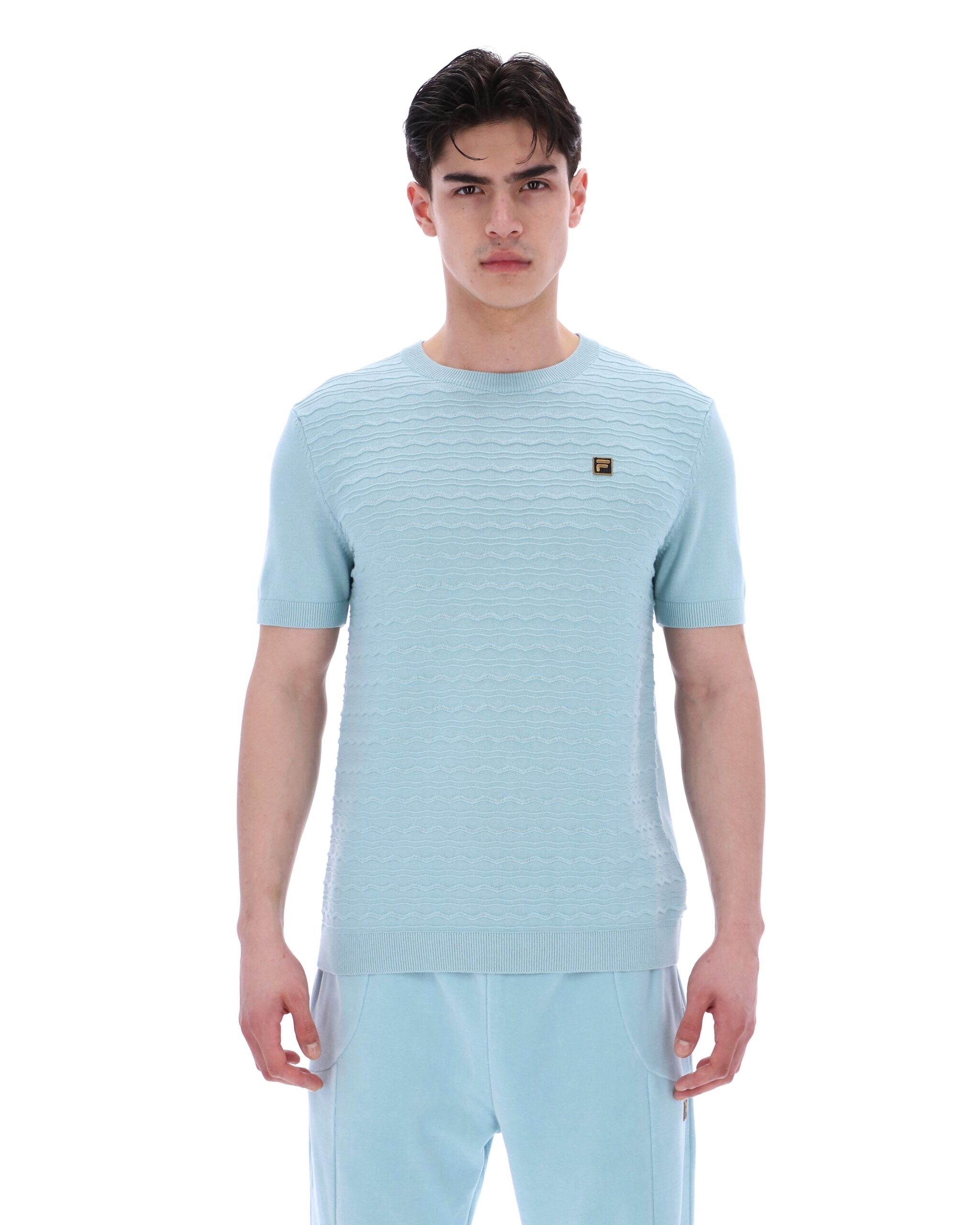 Sterling Blue Don Textured Knitted T-Shirt - XS