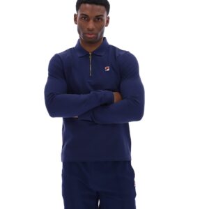 Fila Navy Emiliano Long-Sleeve Polo – L