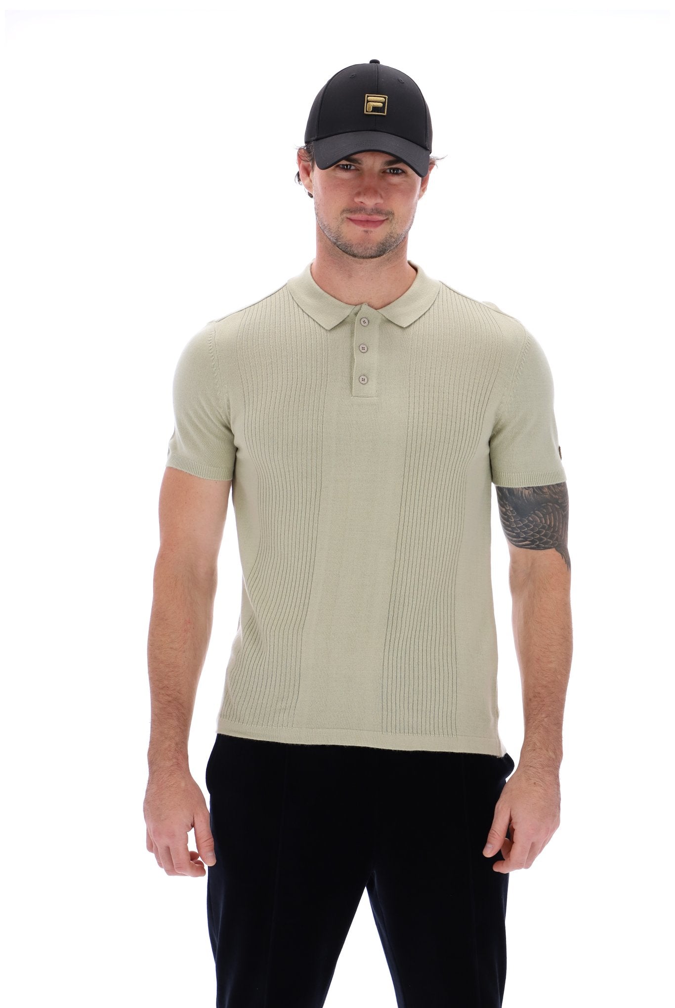 Evan Drop Needle Knit Polo - M