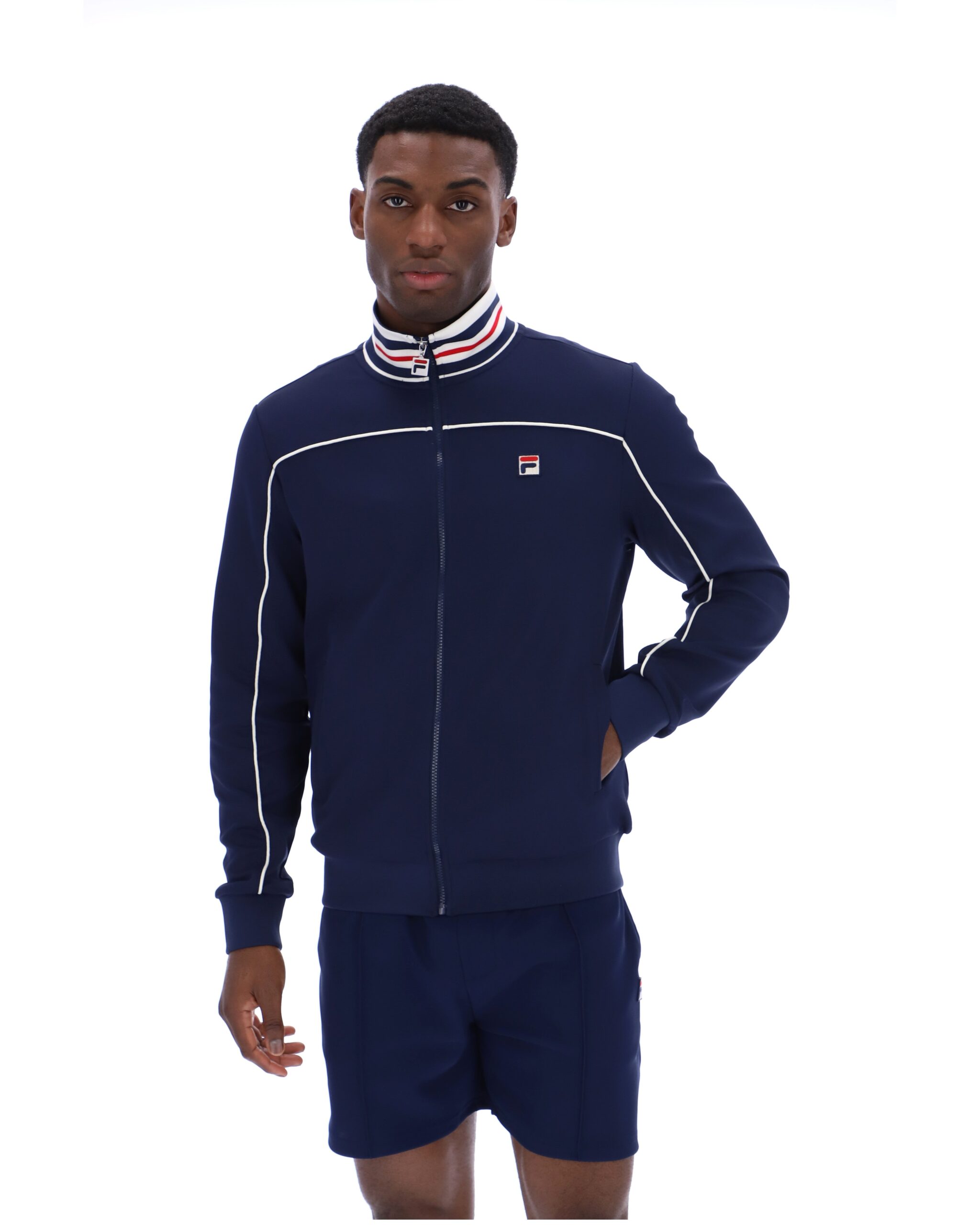 Fila Navy Federico Tipped Neck Track Top - M