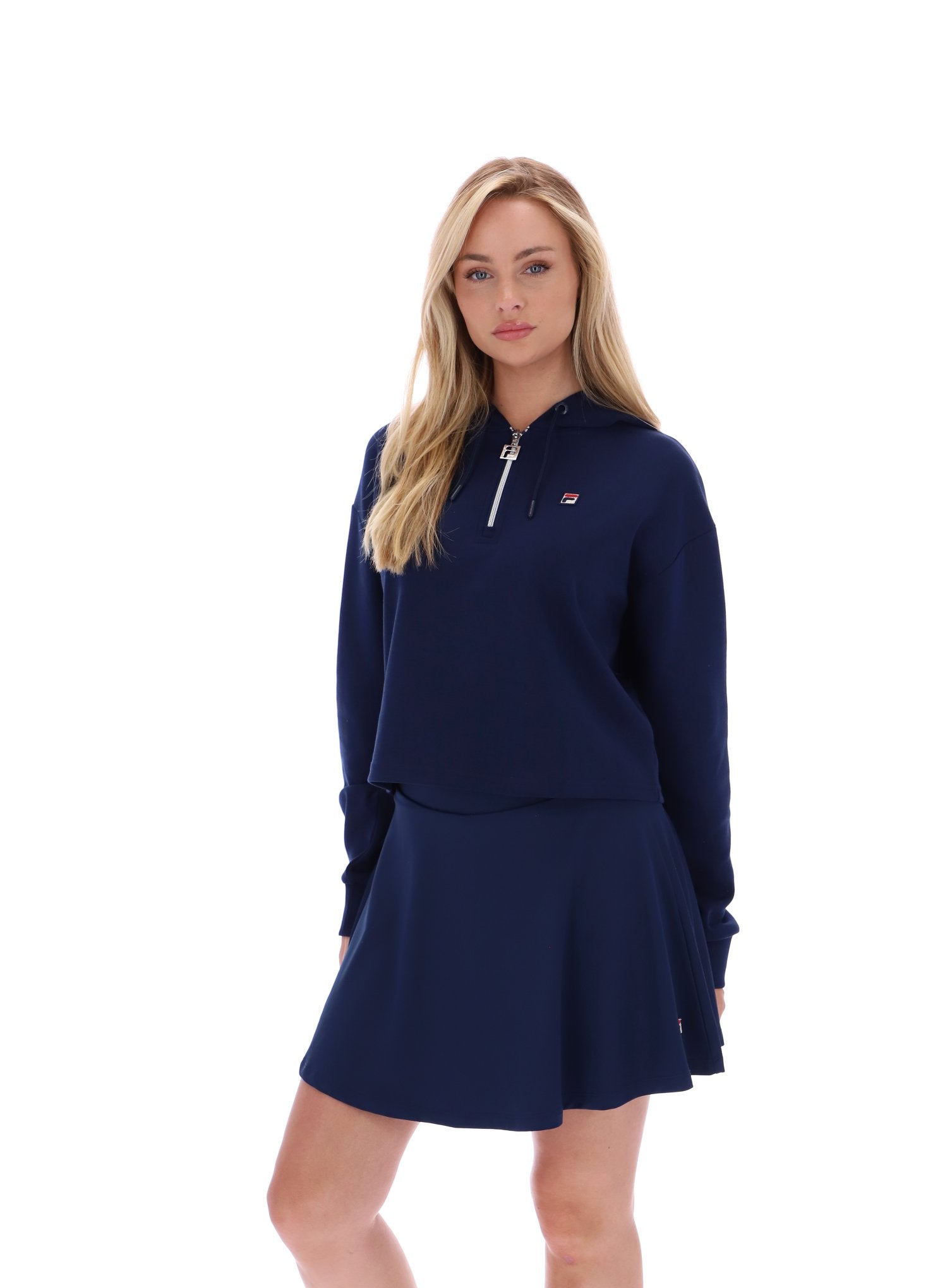 Fila Navy Fiorella 1/4 Zip Up Hoodie - L