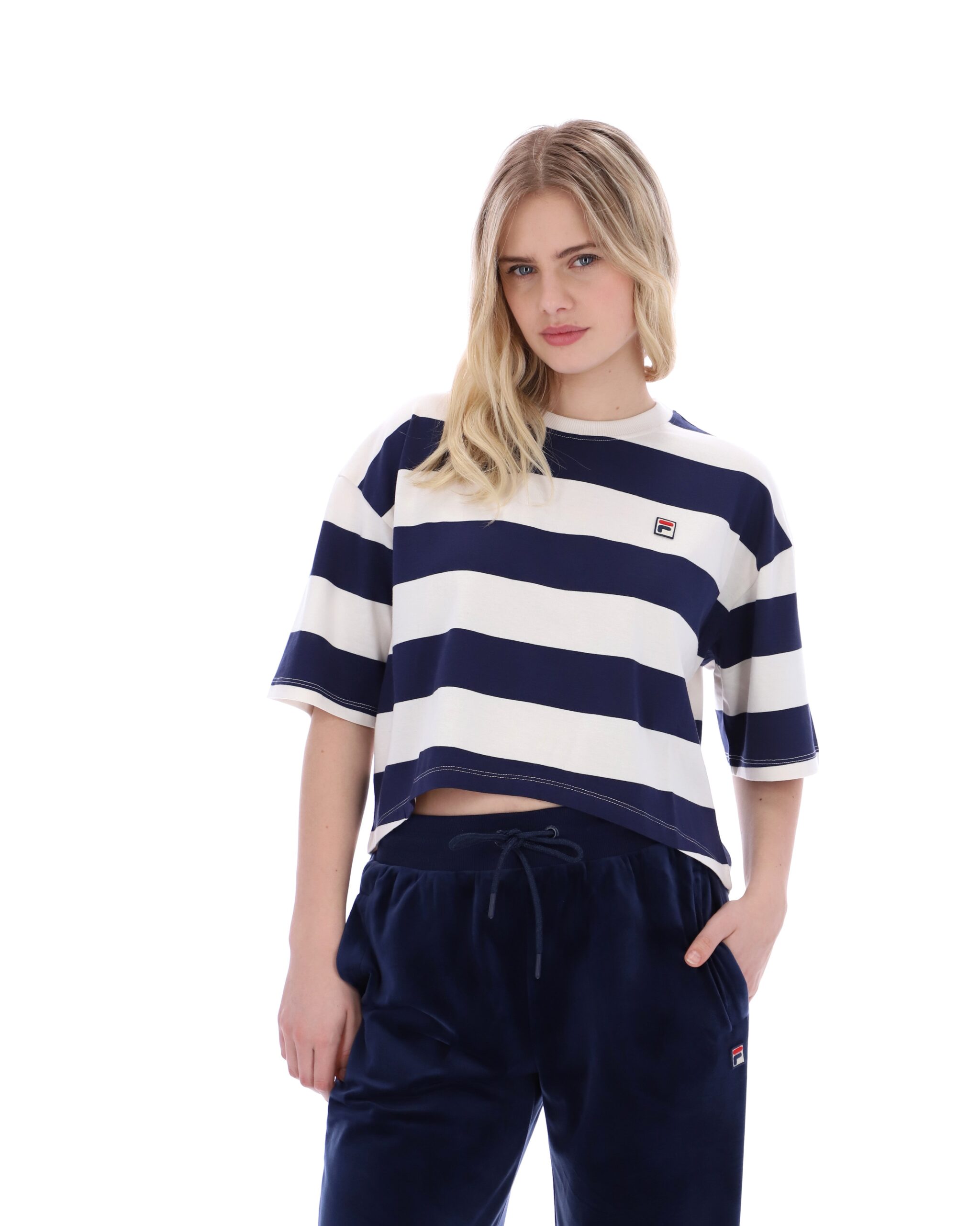 Fila Navy Genoa Boxy Cropped Tee - L
