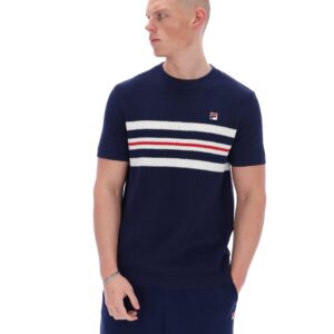 Fila Navy Gerardo Mesh Stripe Knitted Tee - 3XL