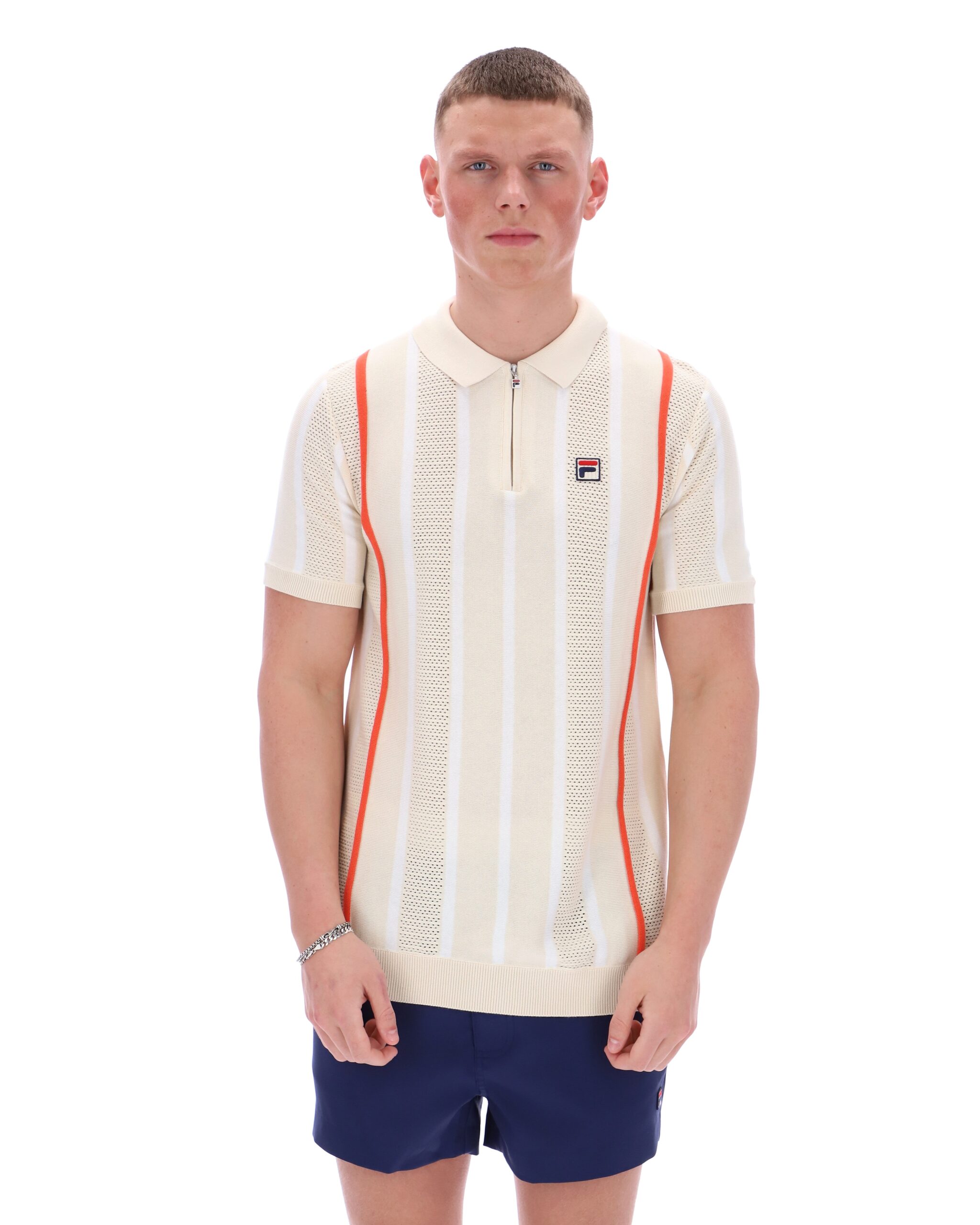 Tapioca Giorgio Crochet Patchwork Knitted Polo - L