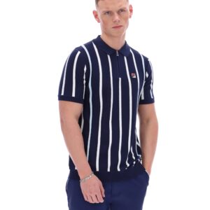 Fila Navy Giorgio Crochet Patchwork Knitted Polo – 4XL