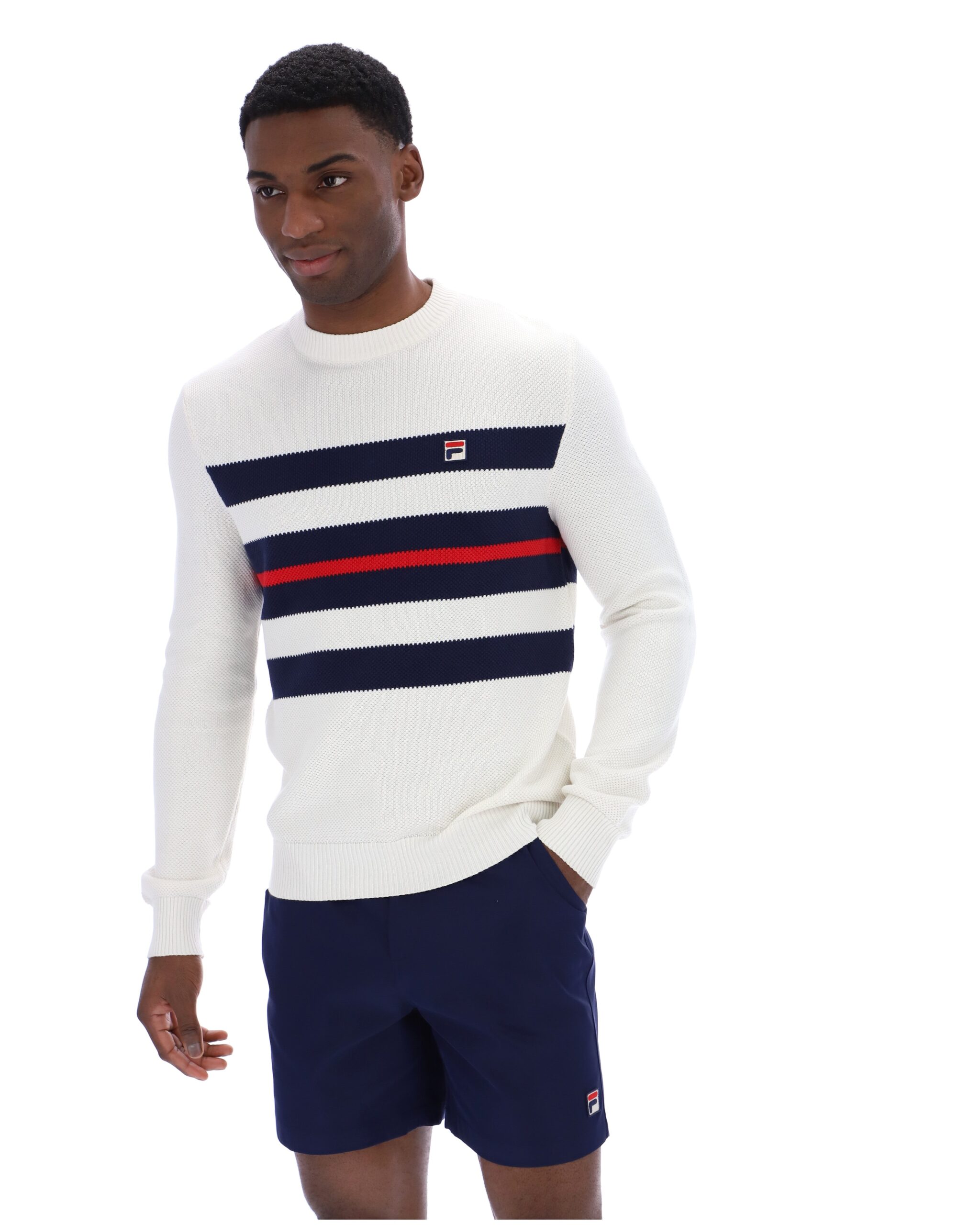 Gardenia Giuseppe Mesh Stripe Knitted Crew Neck - XL