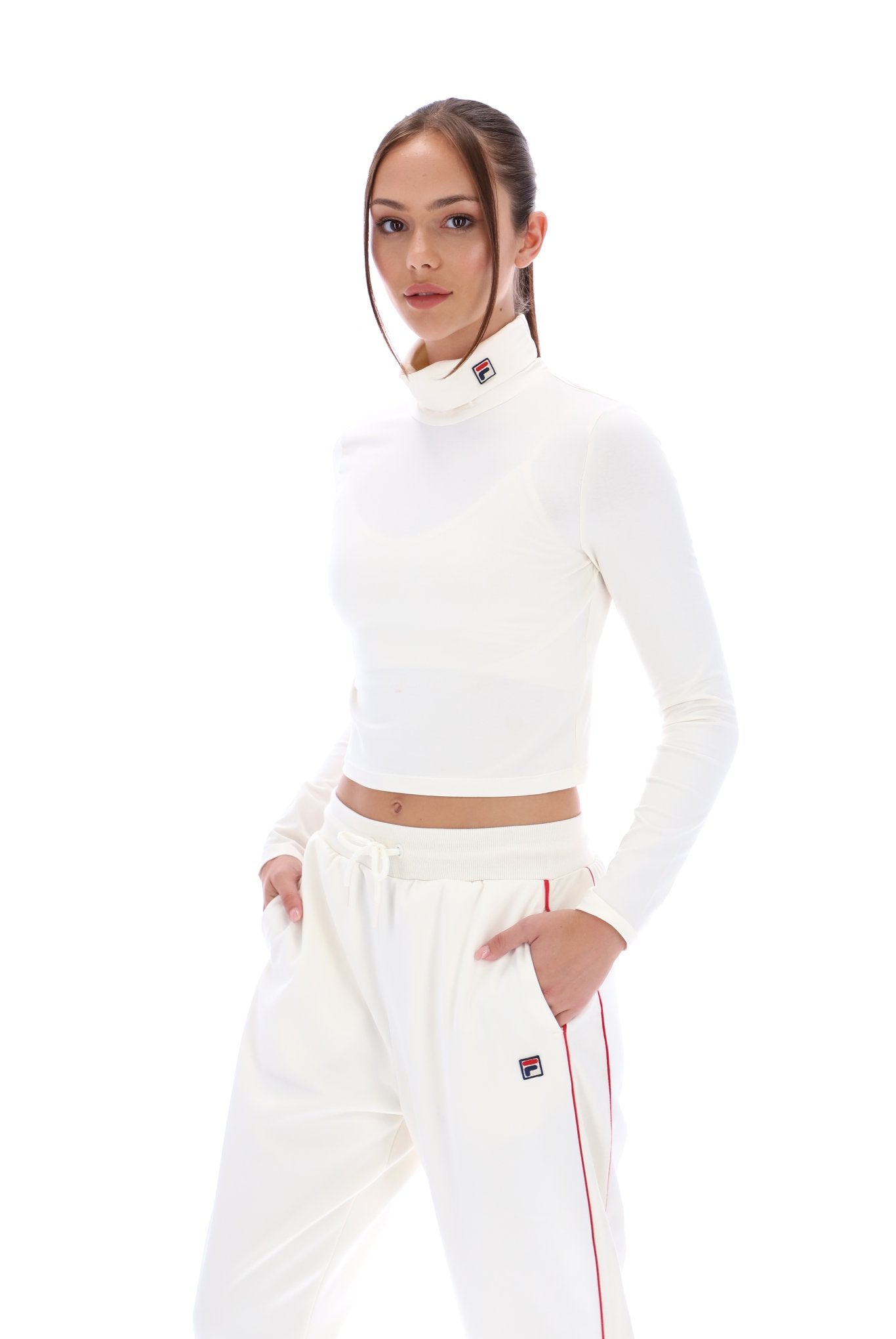 Cream Heidi Cropped Roll Neck Top - M