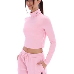 Pink Heidi Cropped Roll Neck Top - L
