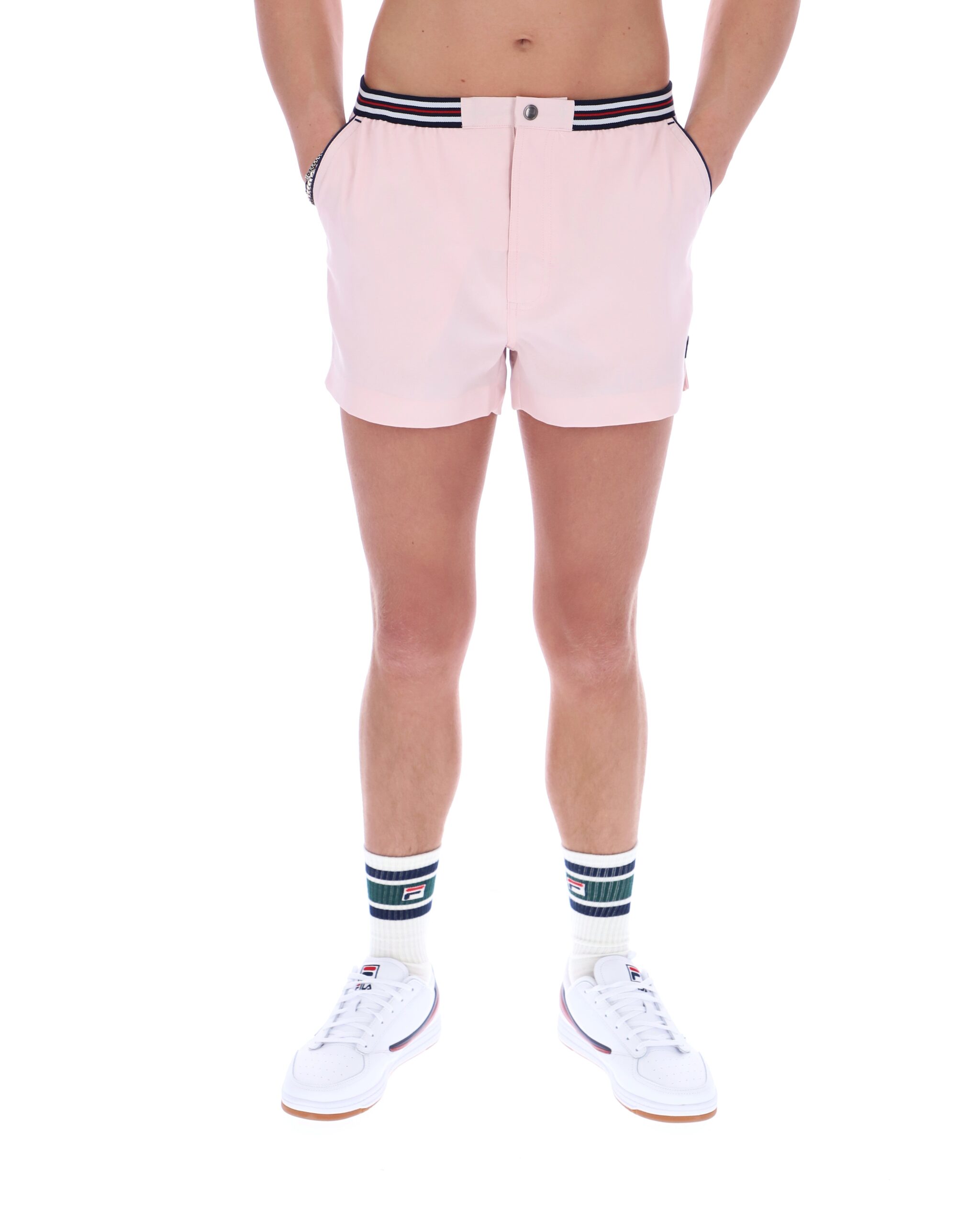 Pale Pink High Tide Terry Pocket Stripe Shorts - XL