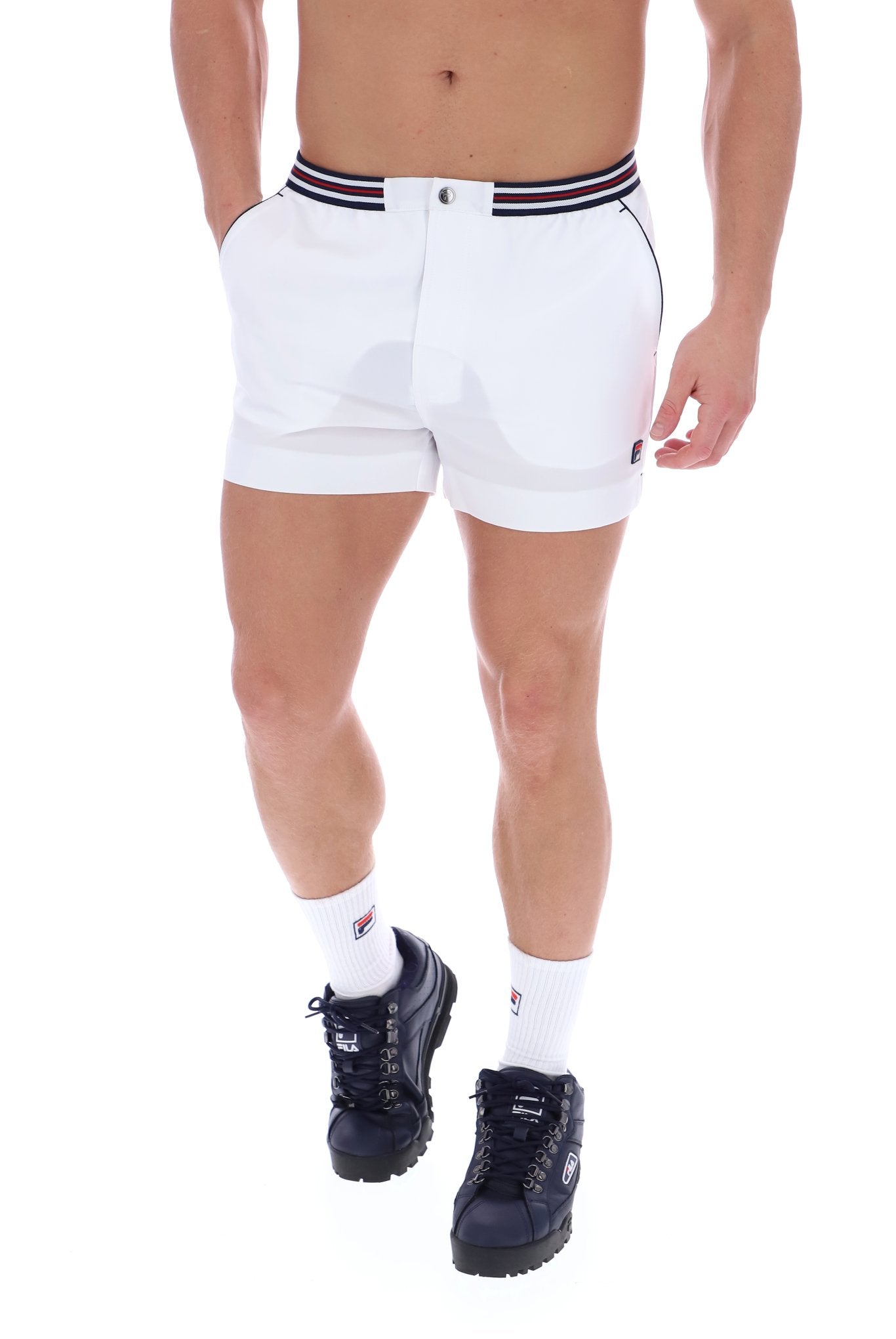 White High Tide Terry Pocket Stripe Shorts - 3XL