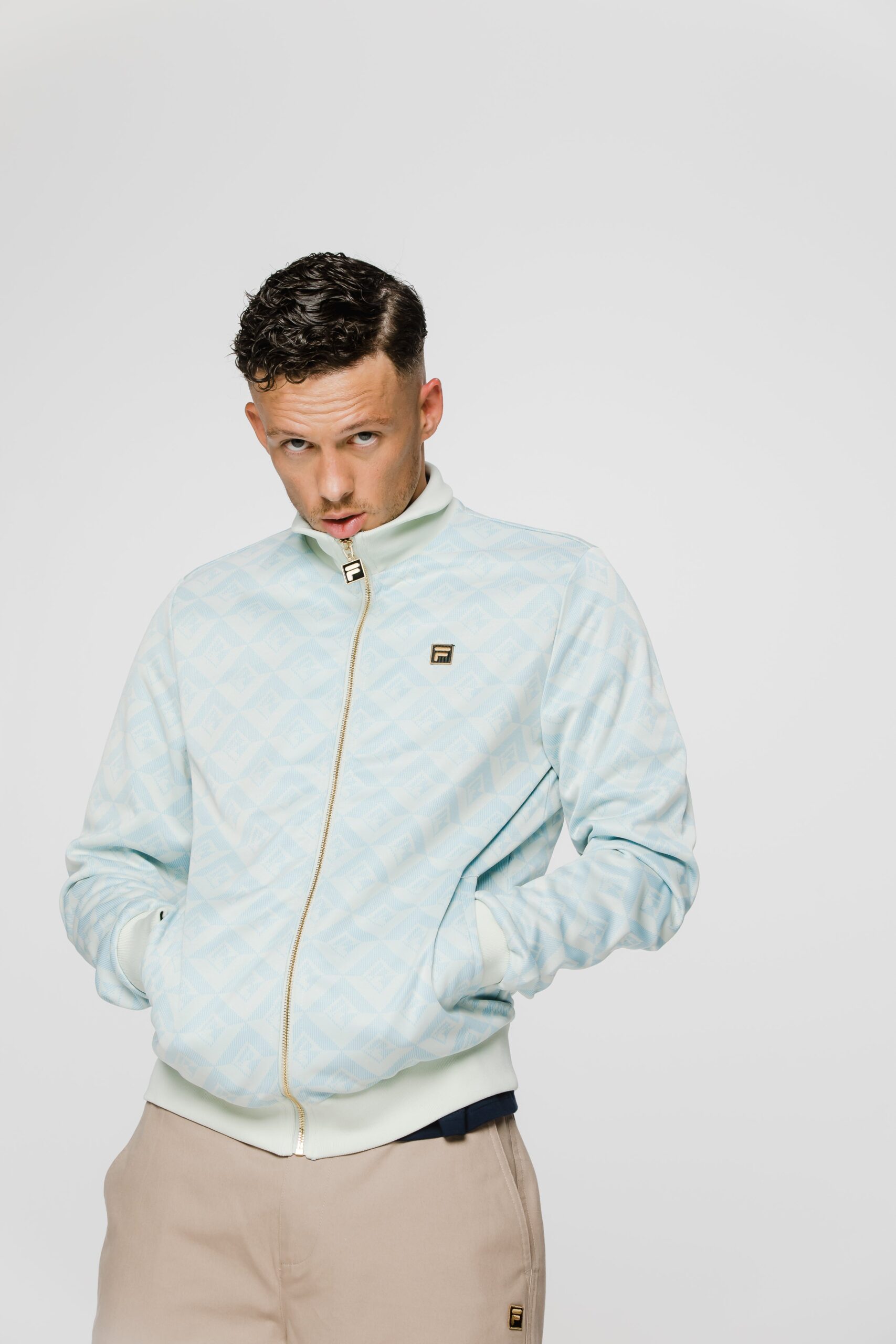 Summer Song Hank Jacquard Geo Track Top - M