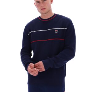 Fila Navy Kallum Waffle Textured Crew Neck Jumper – 4XL