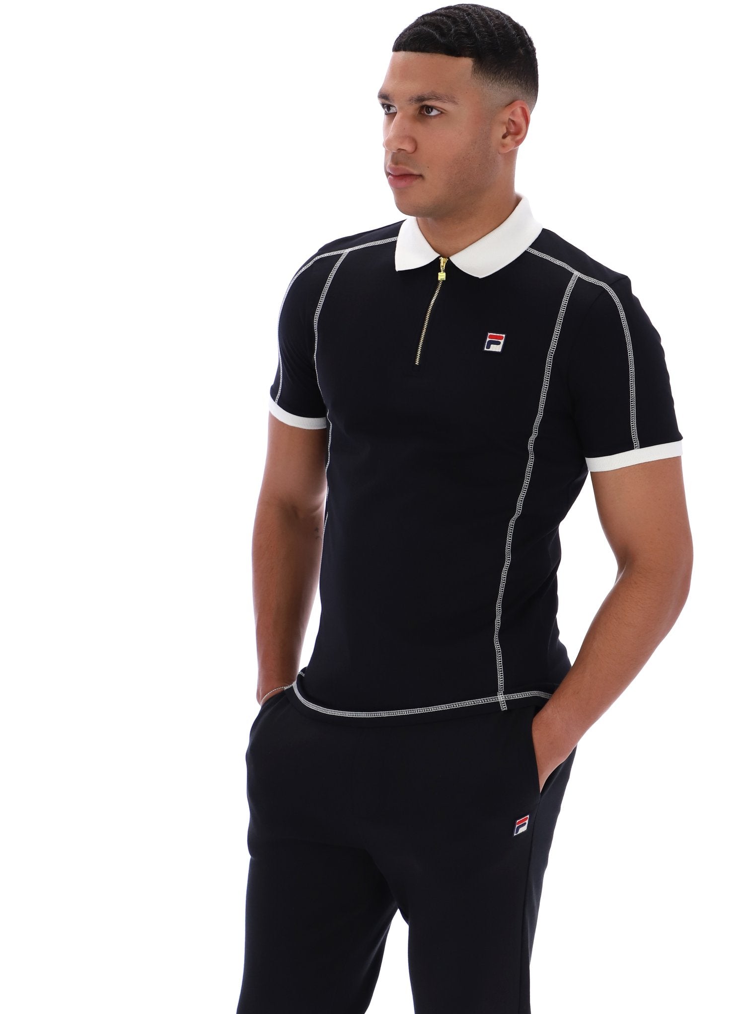 Black Leo Polo Top - L