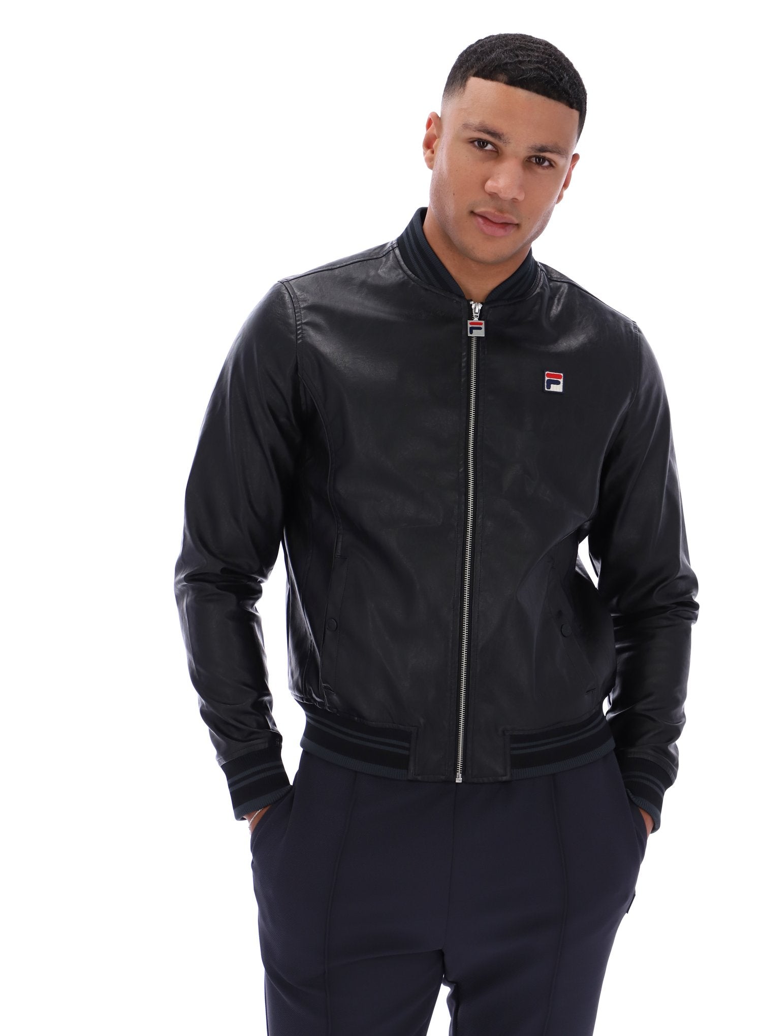 Black Malyk Archive Influence Faux Leather Jacket - M