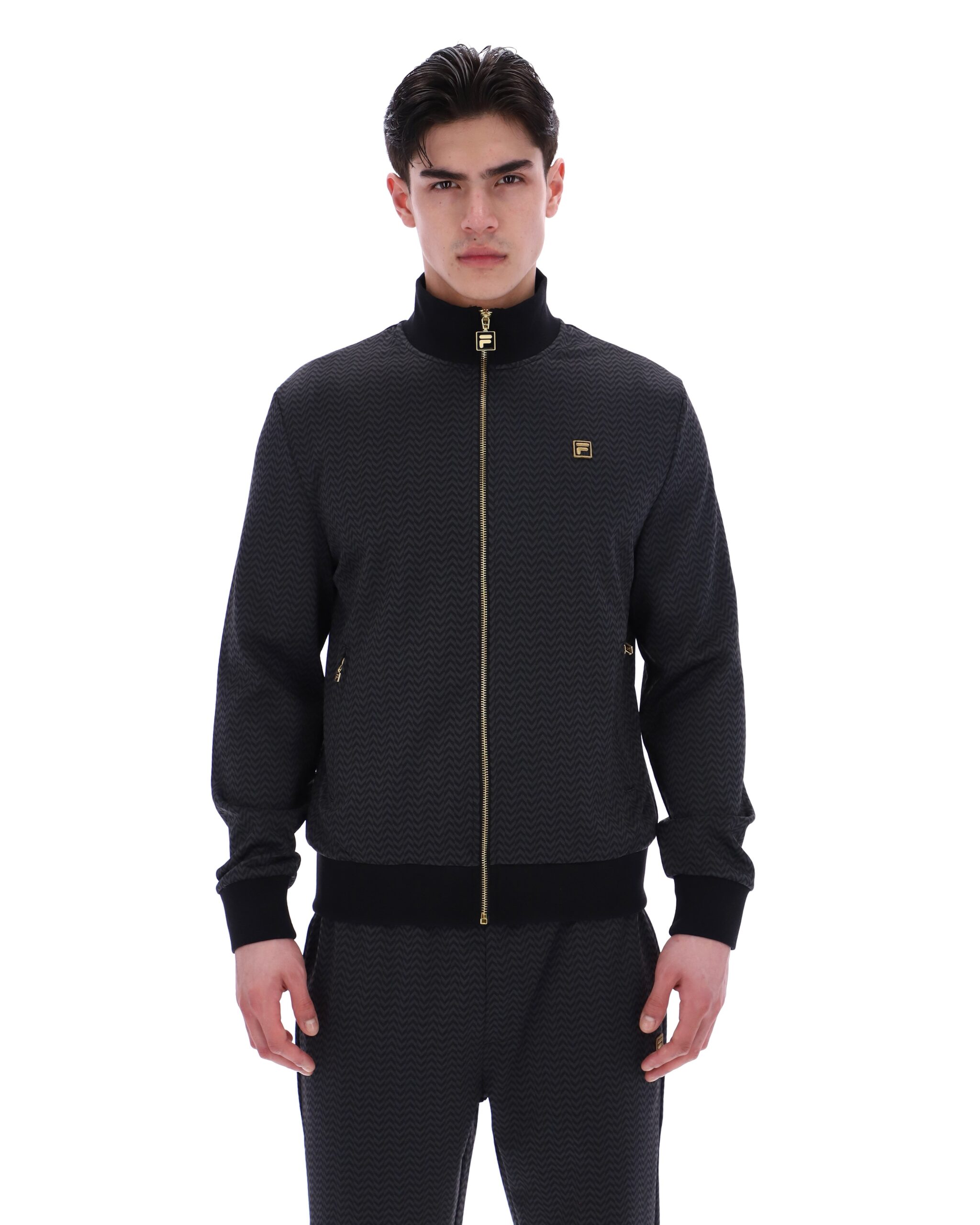 Black Mathers Herringbone Track Top - L