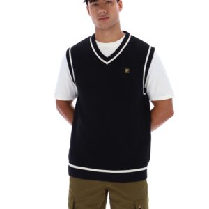 Black Mellor Textured Knit Vest with Tipping – 4XL