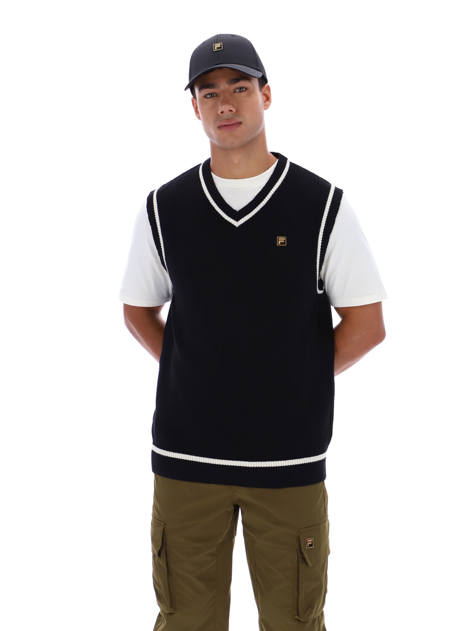 Black Mellor Textured Knit Vest with Tipping - XXL