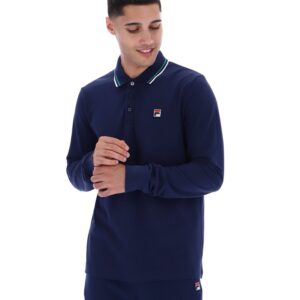 Fila Navy Monte Tipped Collar Long Sleeve Polo – 4XL