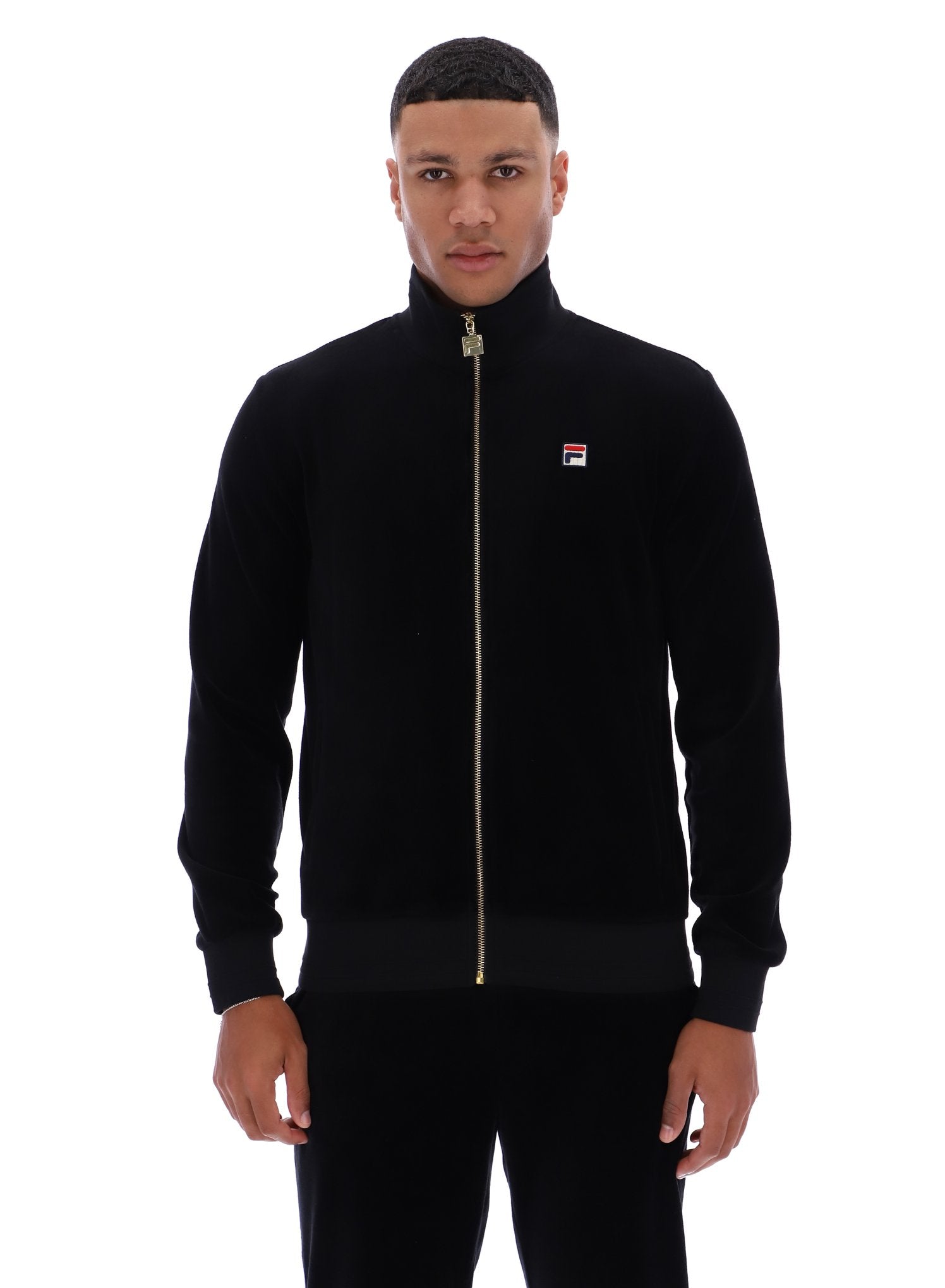 Black Nero Velour Track Top - L