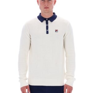 Gardenia Nowell Waffle Knit Long Sleeve Polo – M